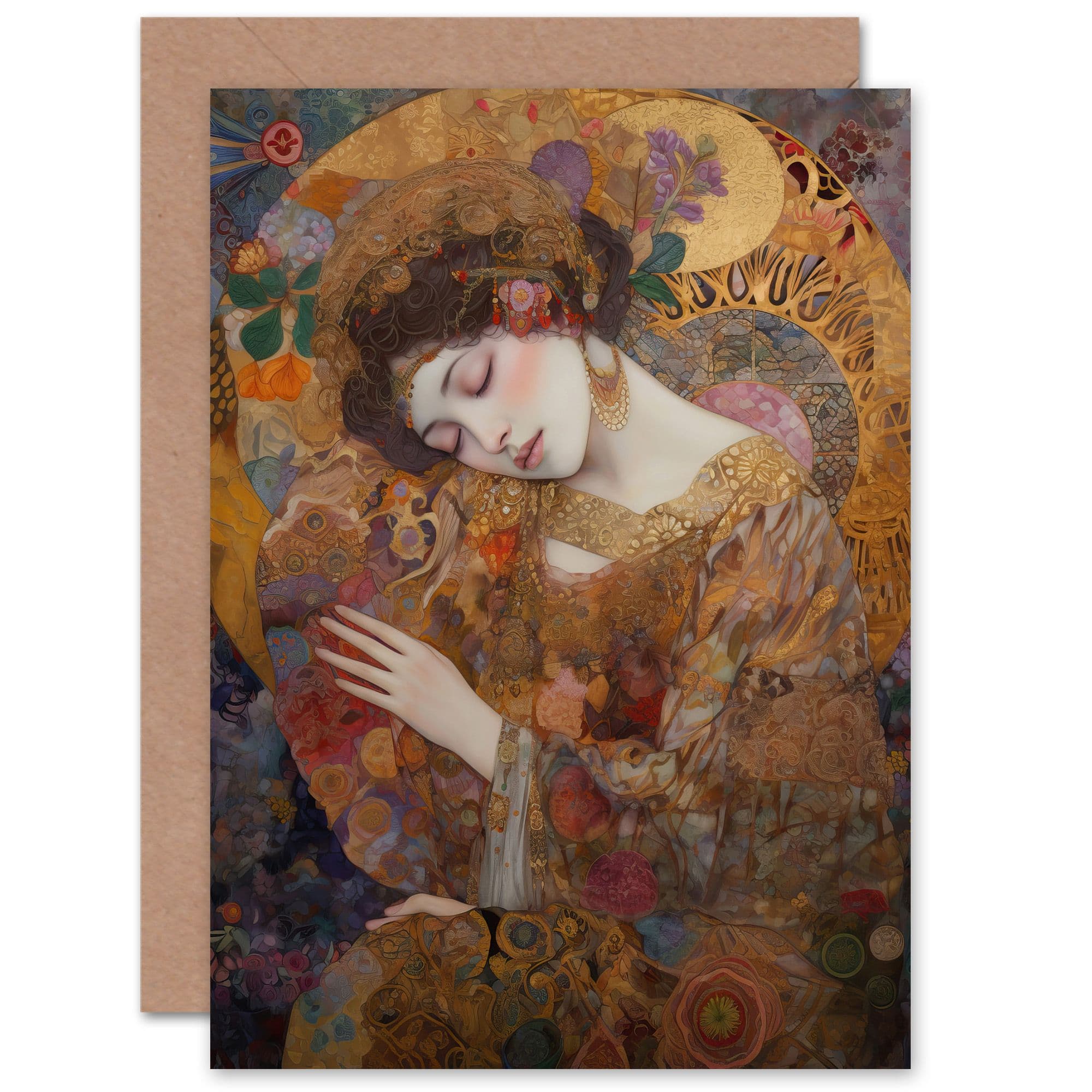 Asleep Klimt Inspired Woman Birthday Thank You Mothers Day Greeting Card