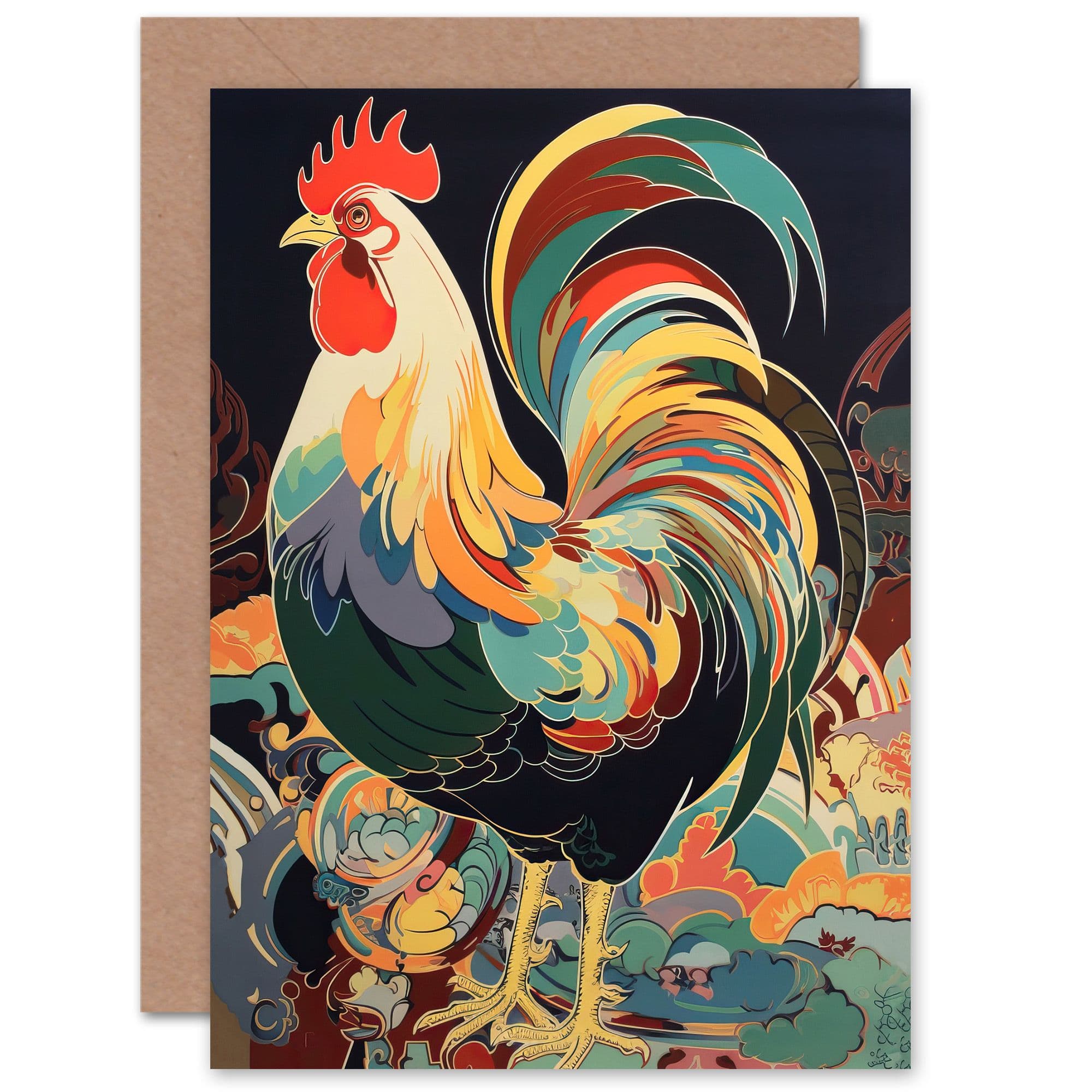 Cockerel Cock Rooster Him or Her Birthday Thank You Greeting Card