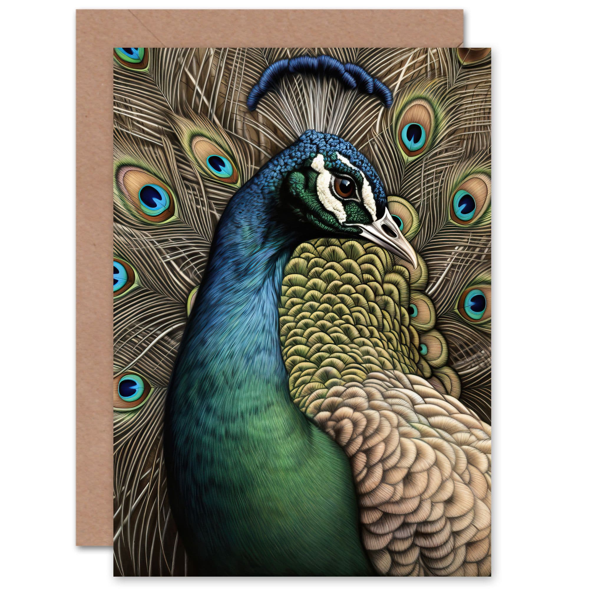 The Curious Peacock for Wife Her Birthday Thank You Greeting Card