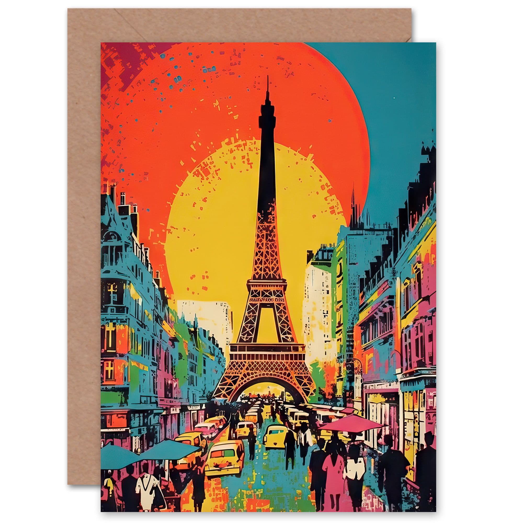 Eiffel Tower Sunset Vibrant Retro for Wife Her Birthday Greeting Card