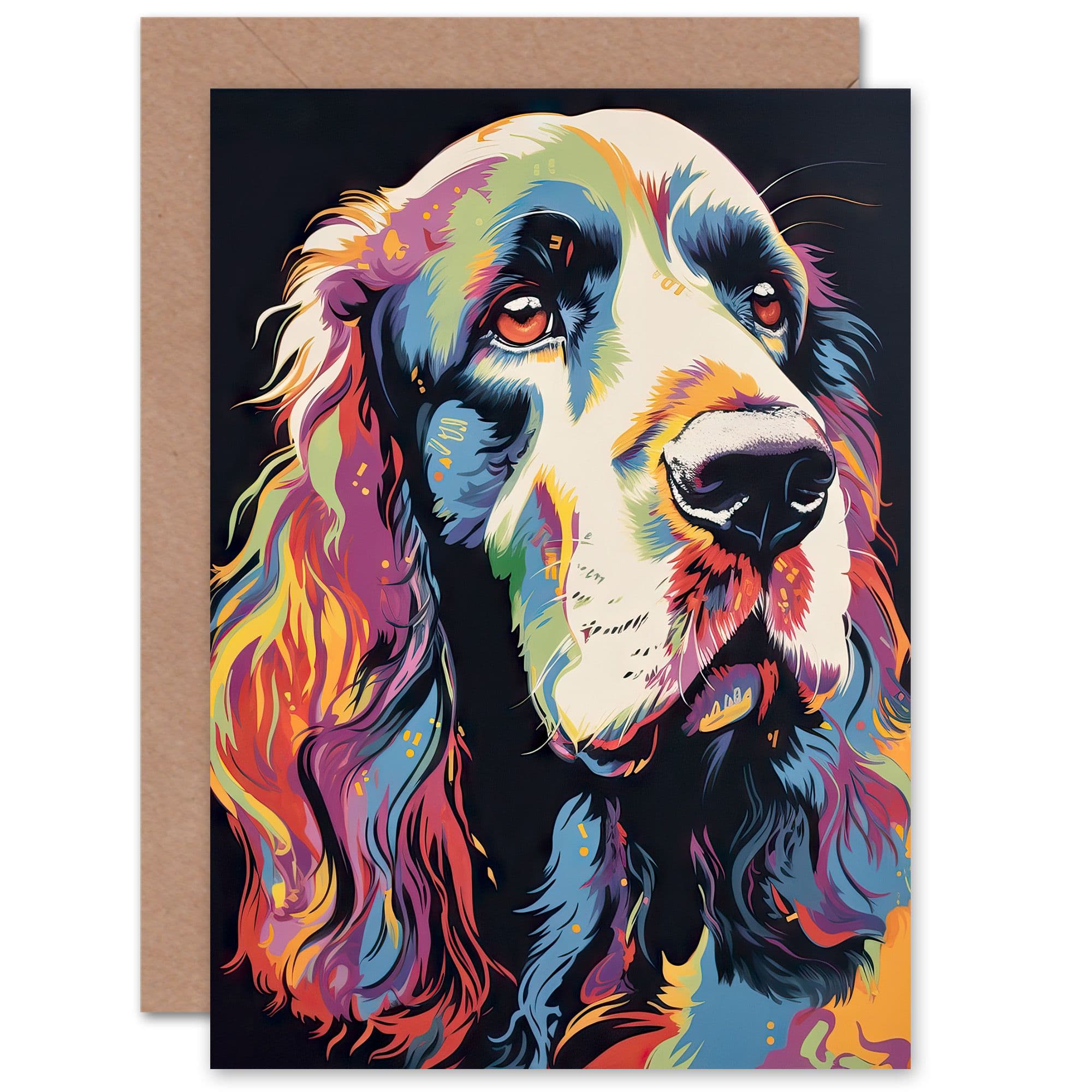 Colourful Cocker Spaniel Dog Lover Portrait Birthday Greeting Card