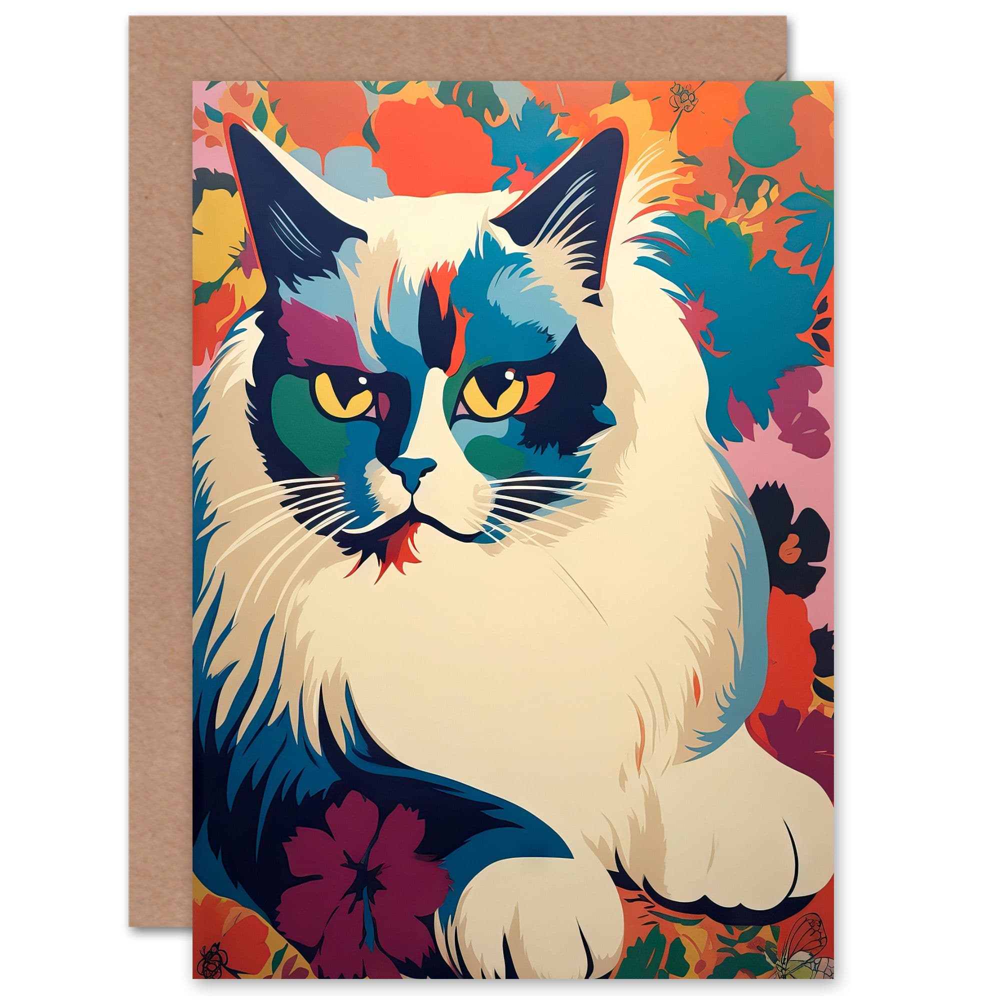 Ragdoll Cat Lover Pet Portrait for Wife Her Birthday Greeting Card
