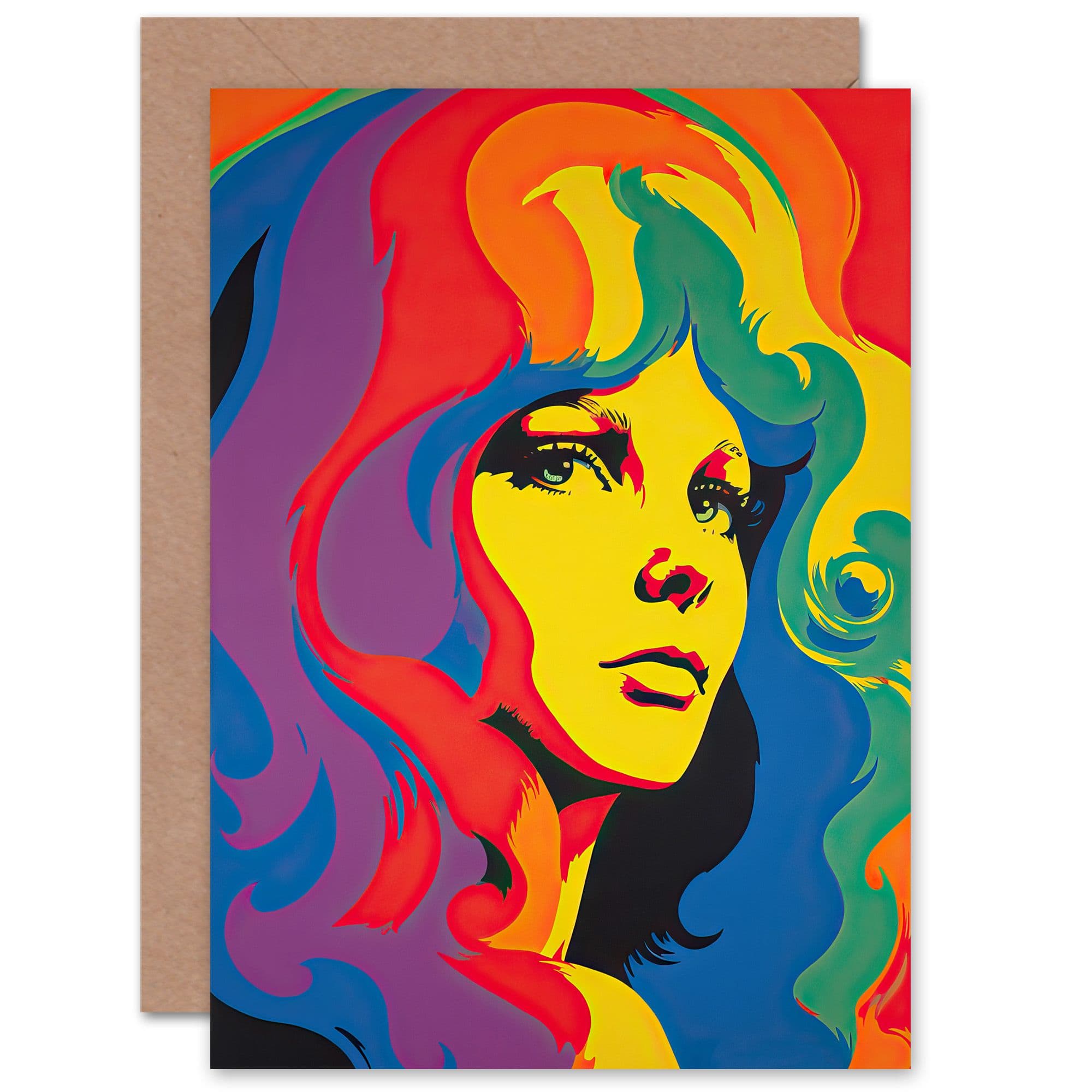 1960s Retro Portrait Psychedelic Birthday Greeting Card