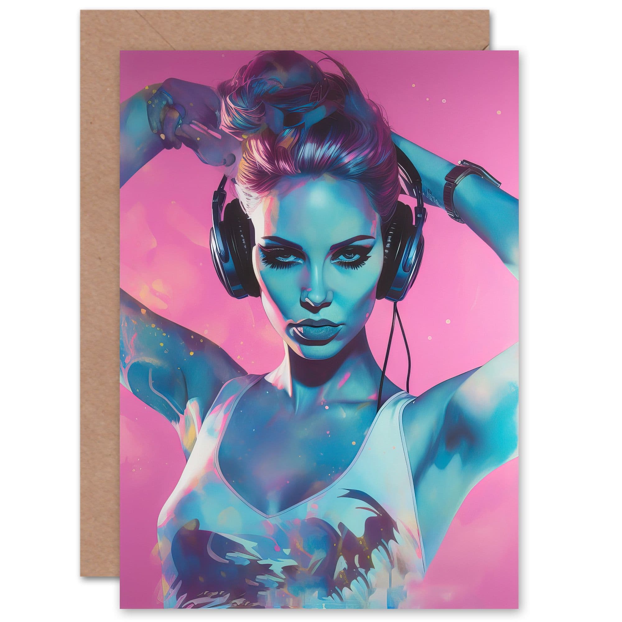 Club Music Dance Headphones Rhythm Birthday Thank You Greeting Card