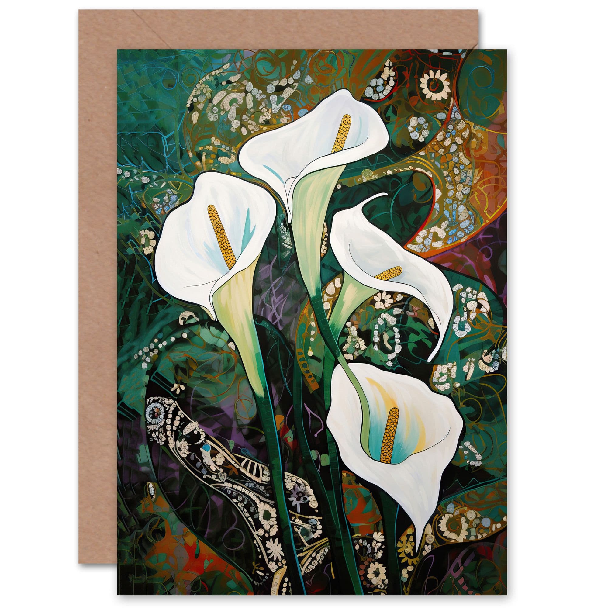 Cala Lily Flowers Abstract for Wife Her Birthday Thank You Greeting Card
