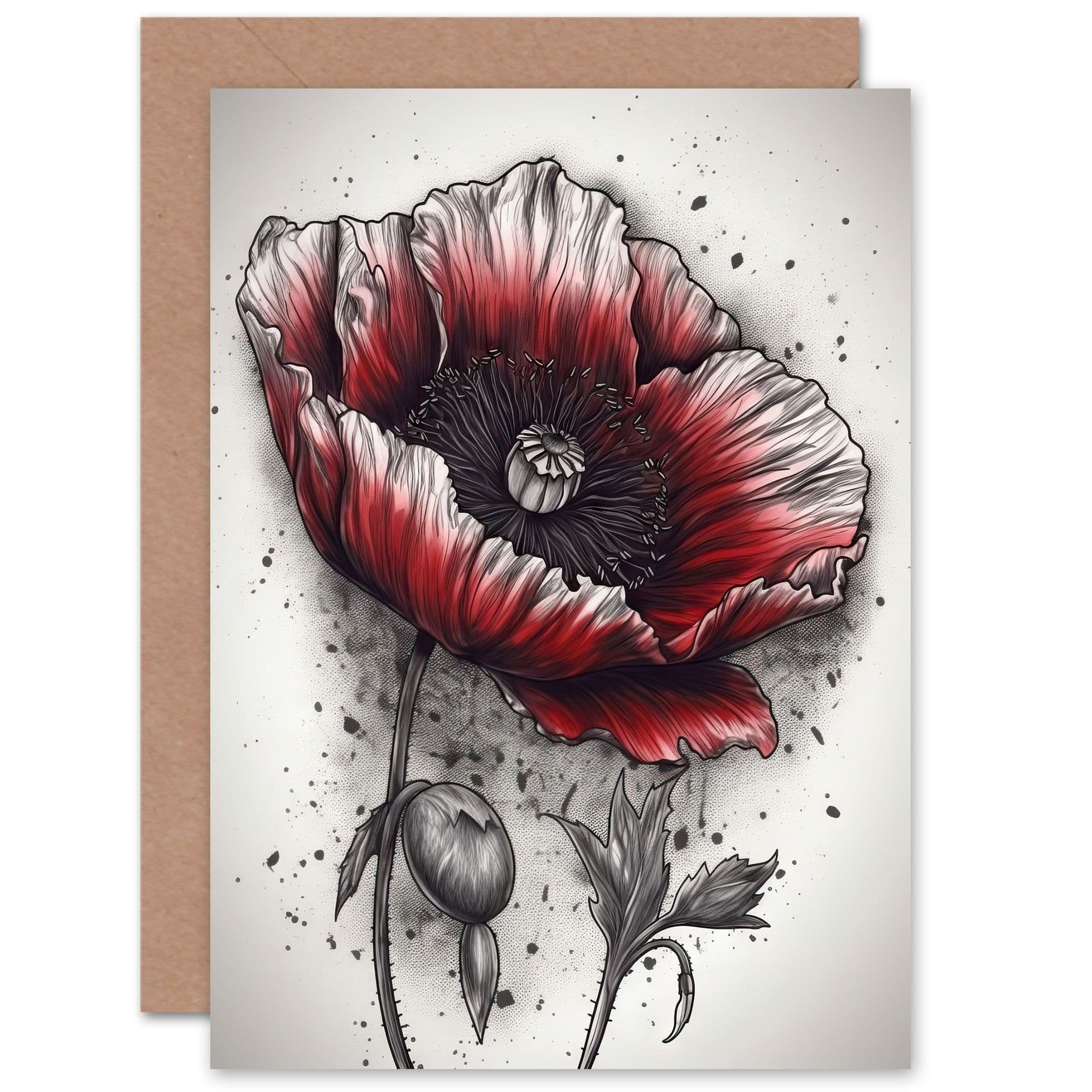 Remembrance Day Poppy Flower Him Her Thank You Sympathy Greeting Card