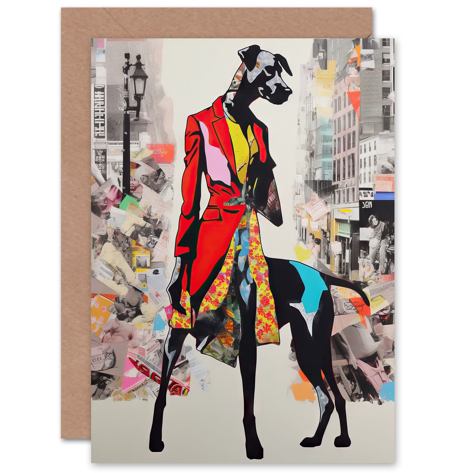 Collage Dashing Doberman Dog for Wife Her Birthday Greeting Card