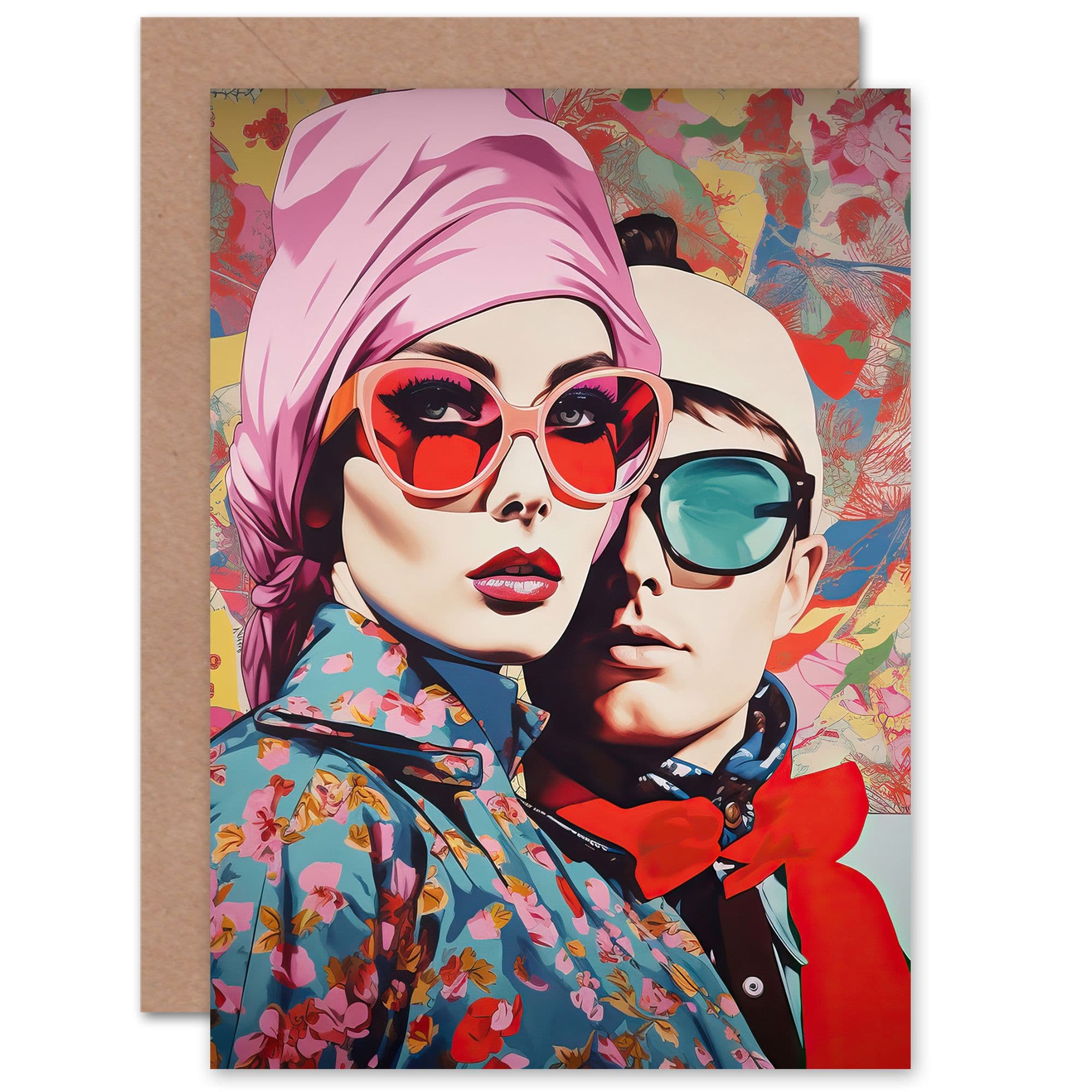 Chic Sunglasses Retro Spring Floral Fashion Her Birthday Greeting Card