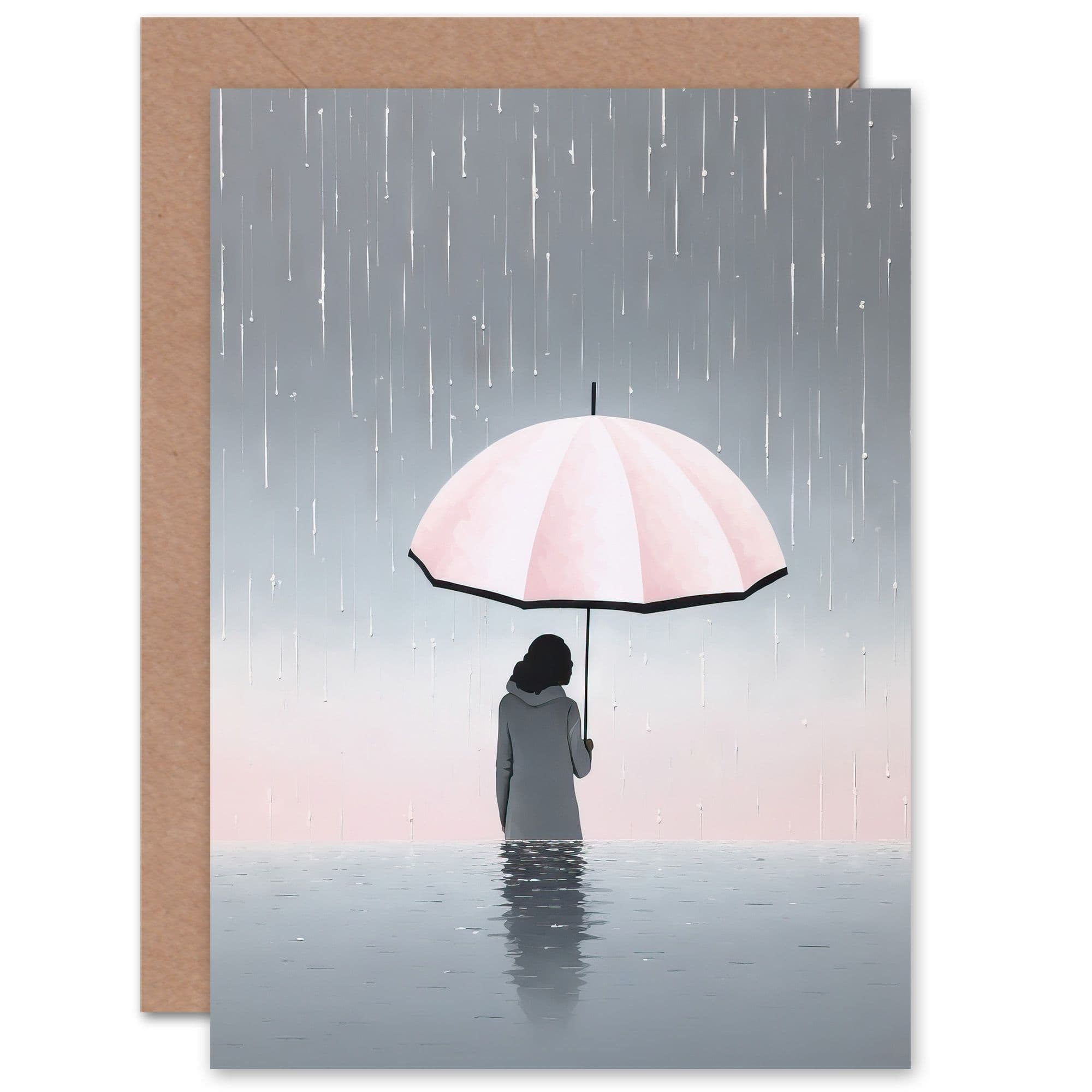Outlook for Rain Minimalist Soft Pastel Umbrella Sympathy Greeting Card