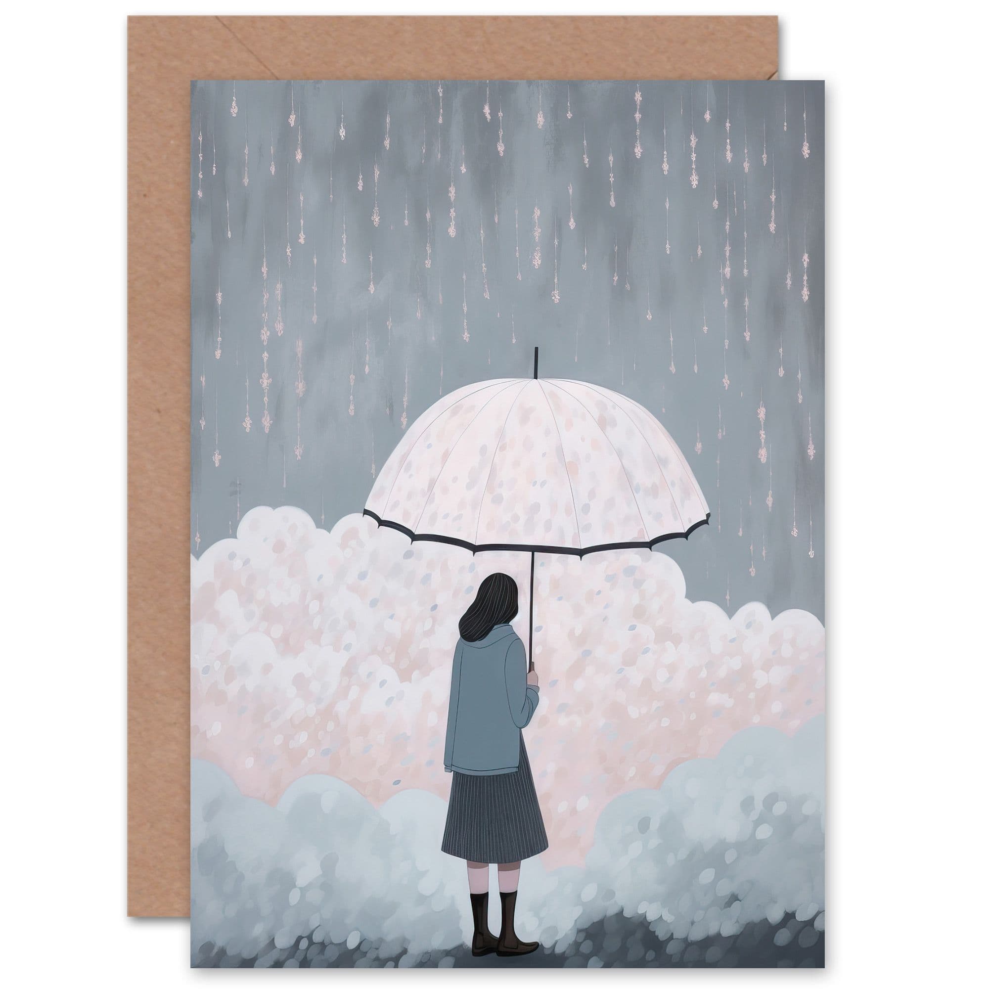 Rain Minimalist Soft Pastel Cloud Her Sympathy Greeting Card