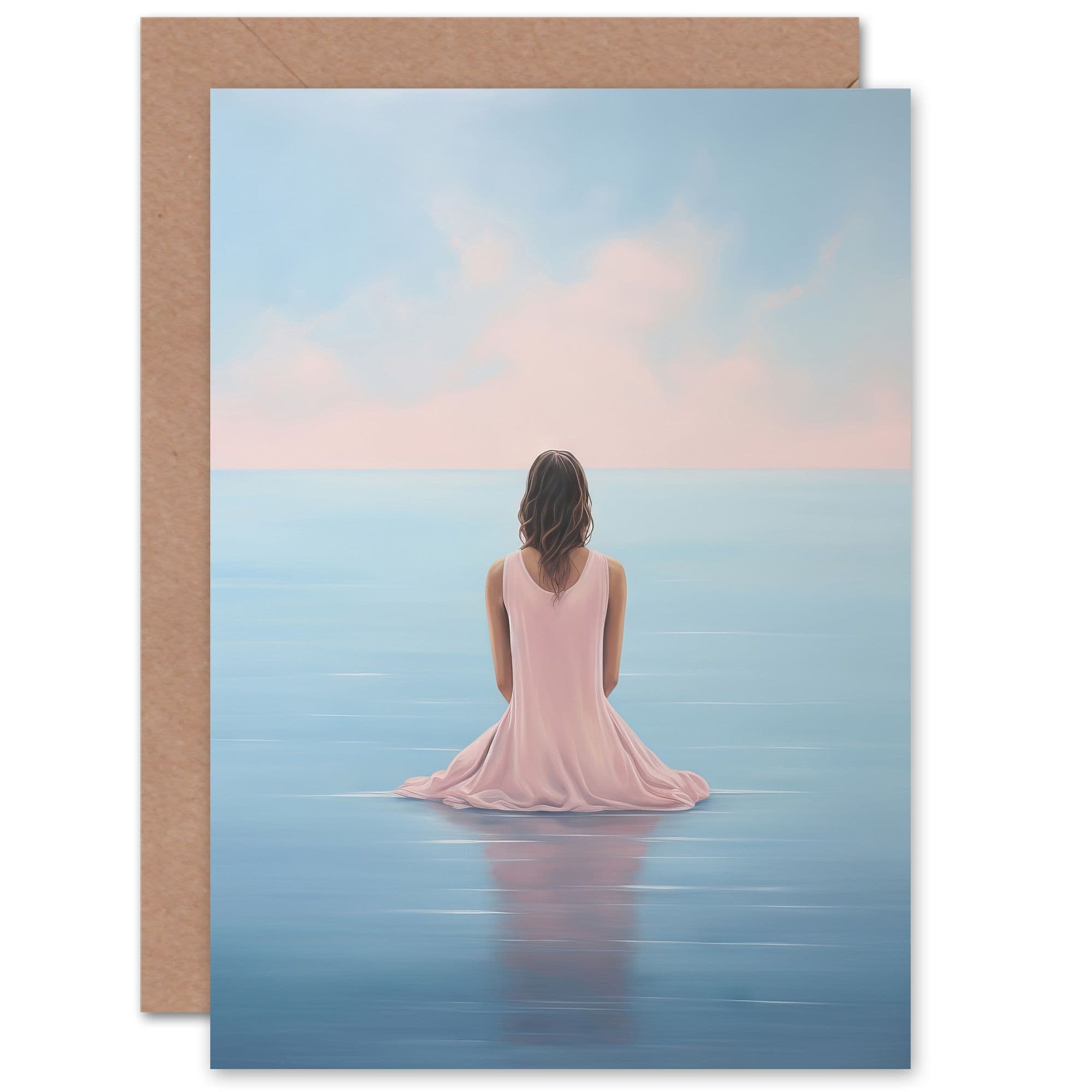 Mindfulness Meditation Sea View Minimalist Calm Birthday Greeting Card