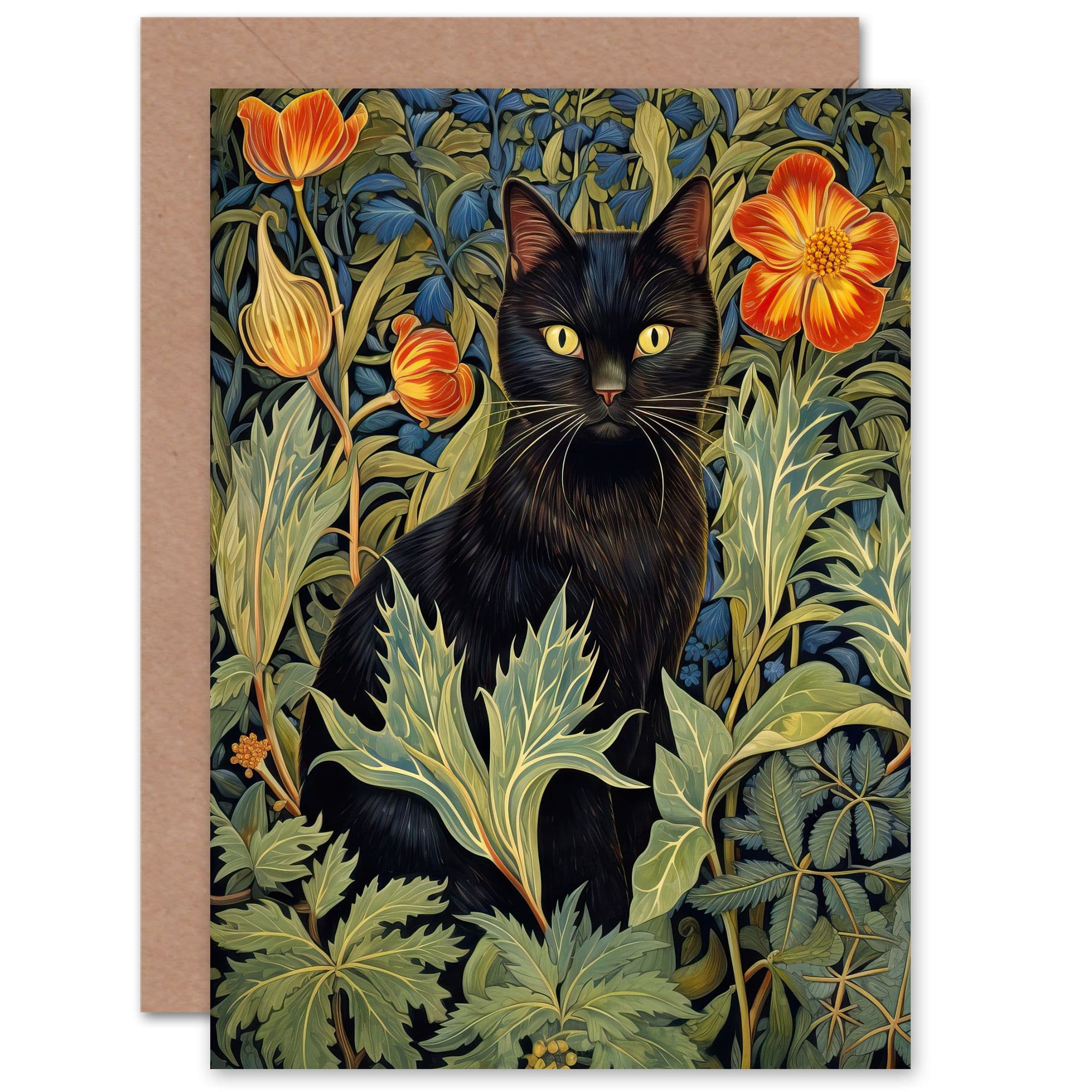 Cat Wildflower Meadow Mothers Day Thank You Greeting Card