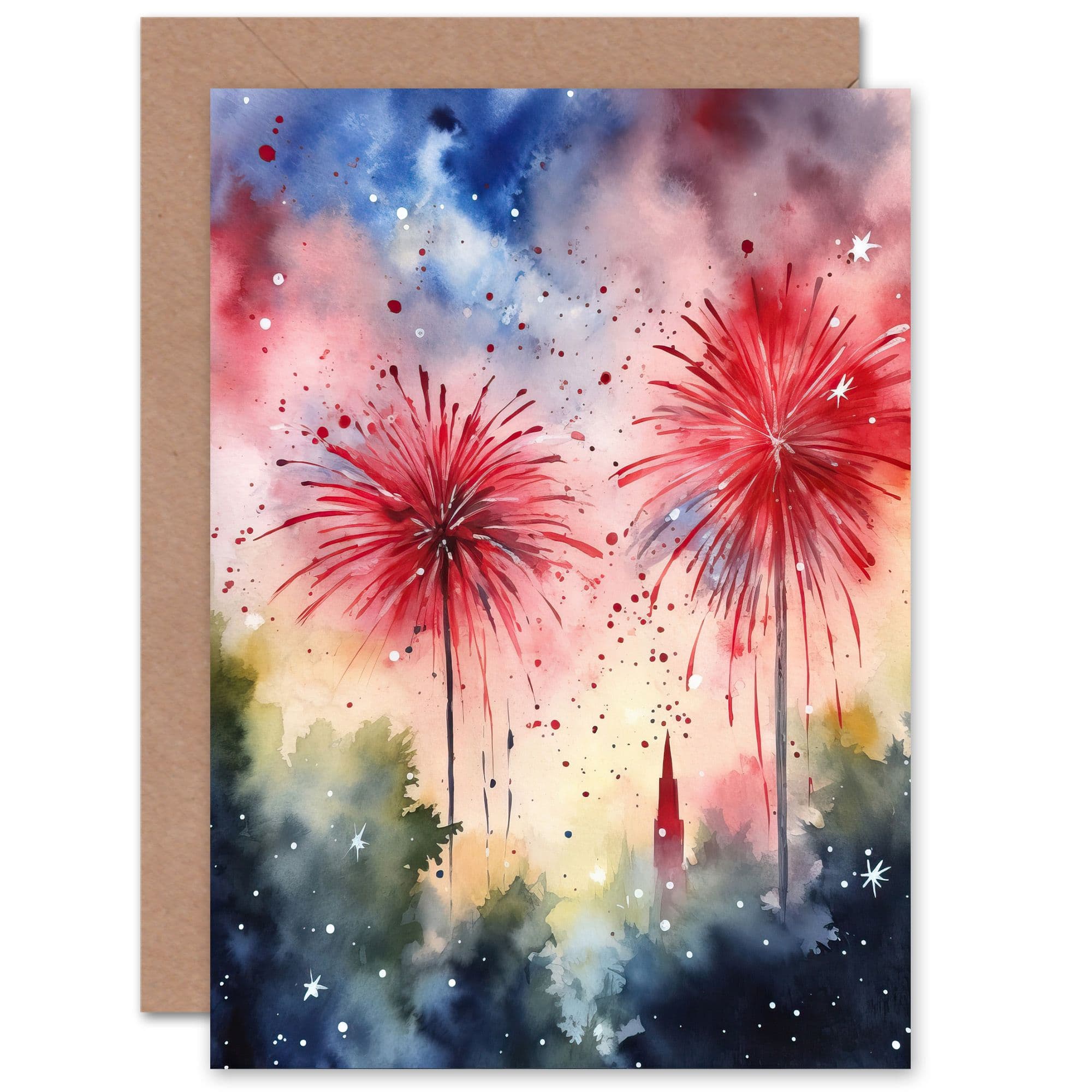 Fireworks 4th July Independence Day USA Him Her Birthday Greeting Card