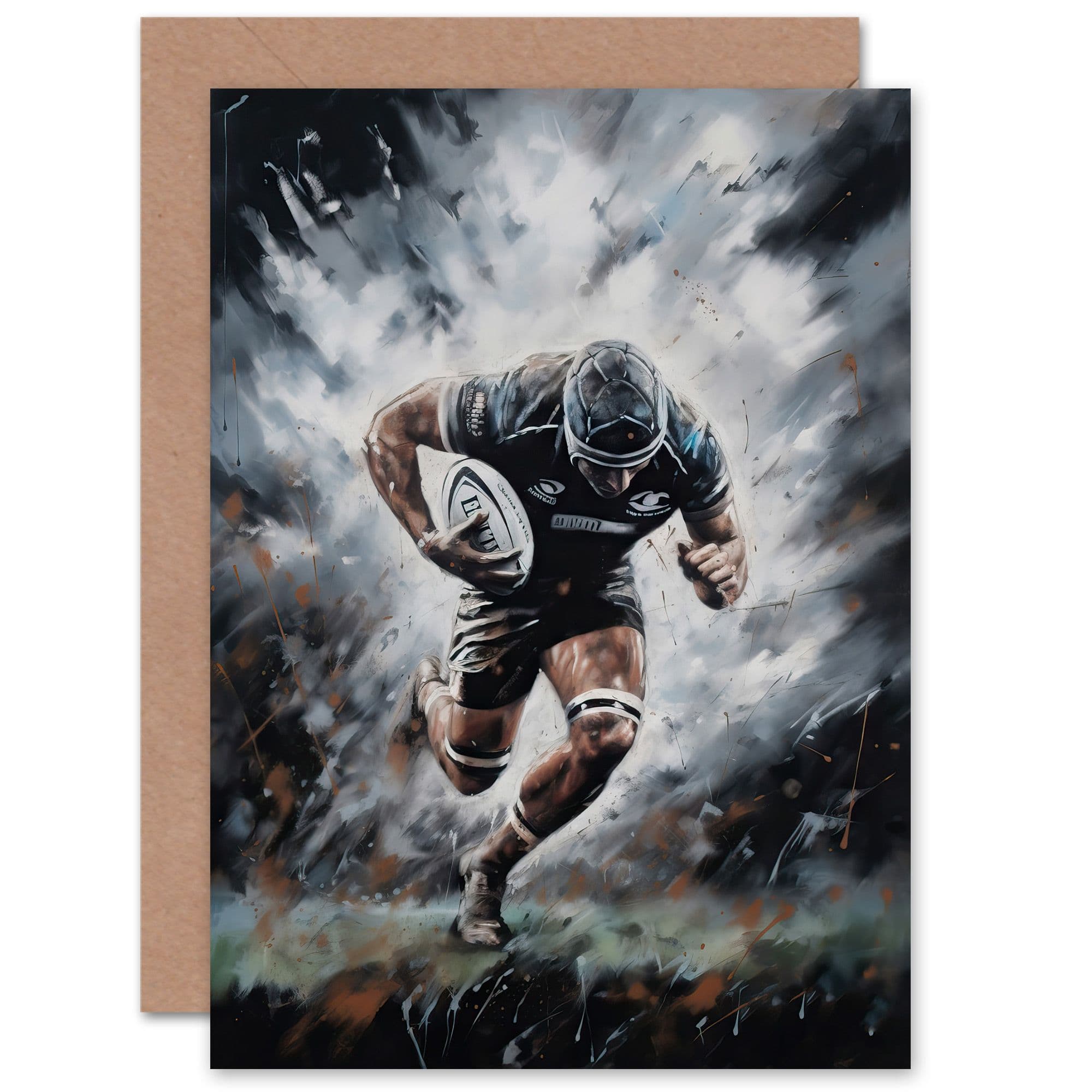 Rugby Fan Forward Drive Action Husband Him Dad Son Greeting Card
