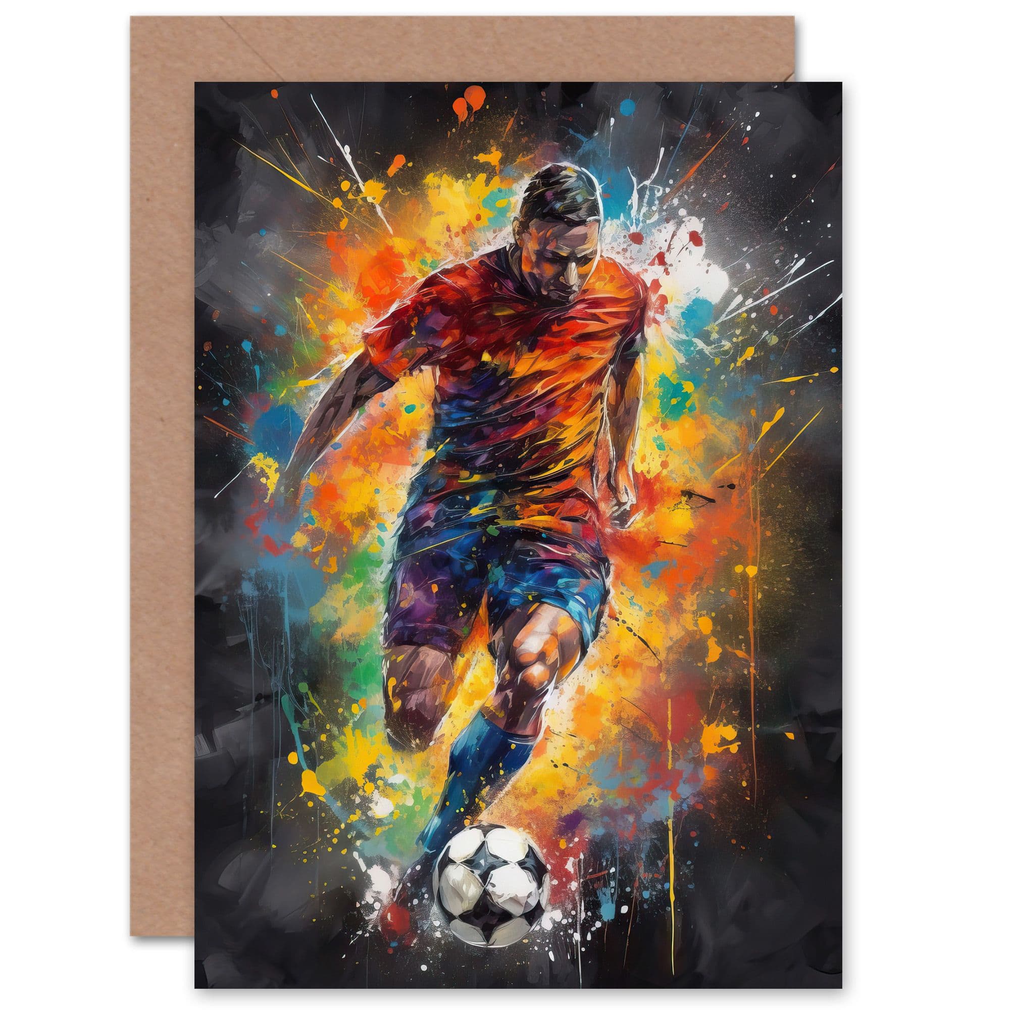 Football Striker Colourful Boys Husband Him Son Birthday Greeting Card