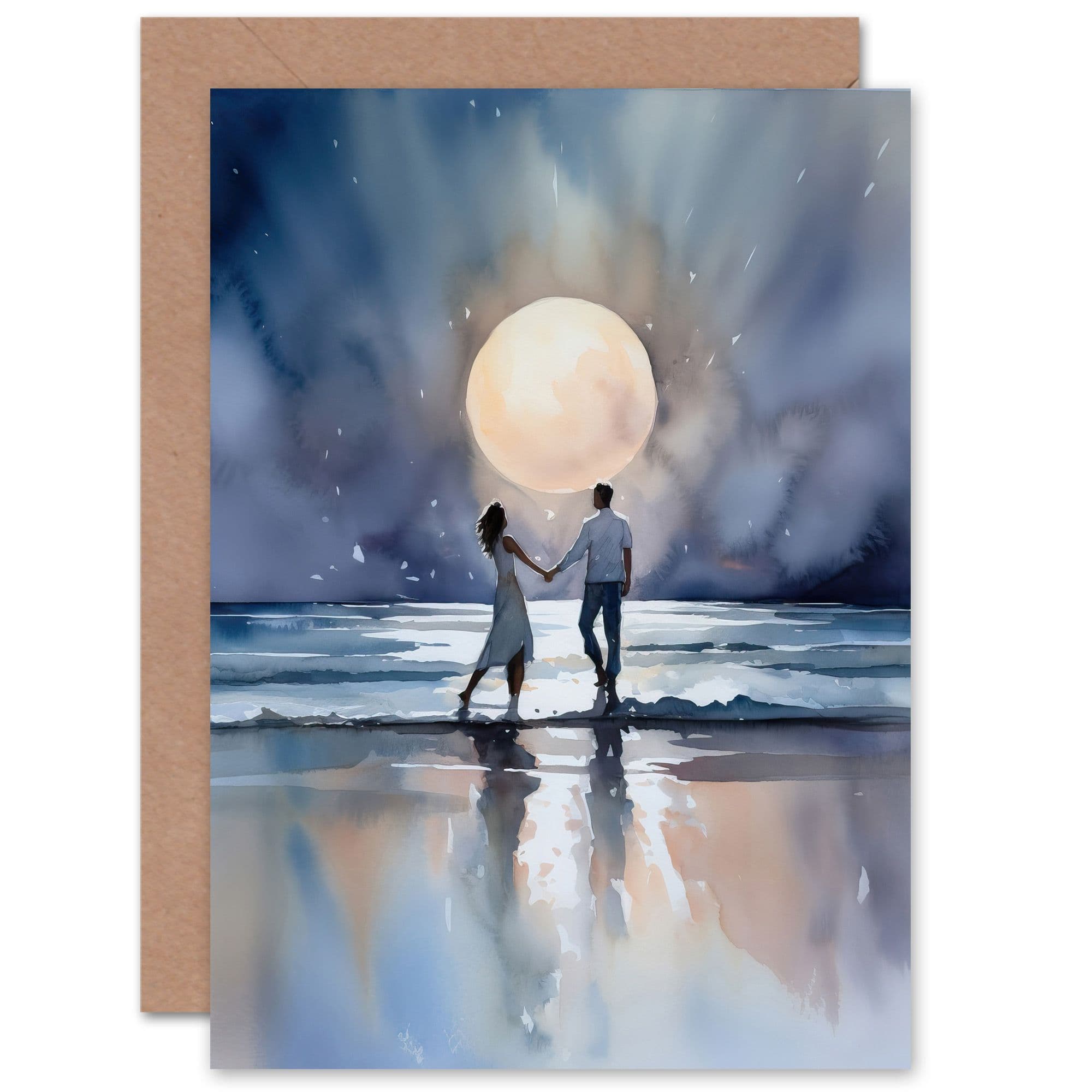 You Me Full Moon Dancing Romance Anniversary Greeting Card