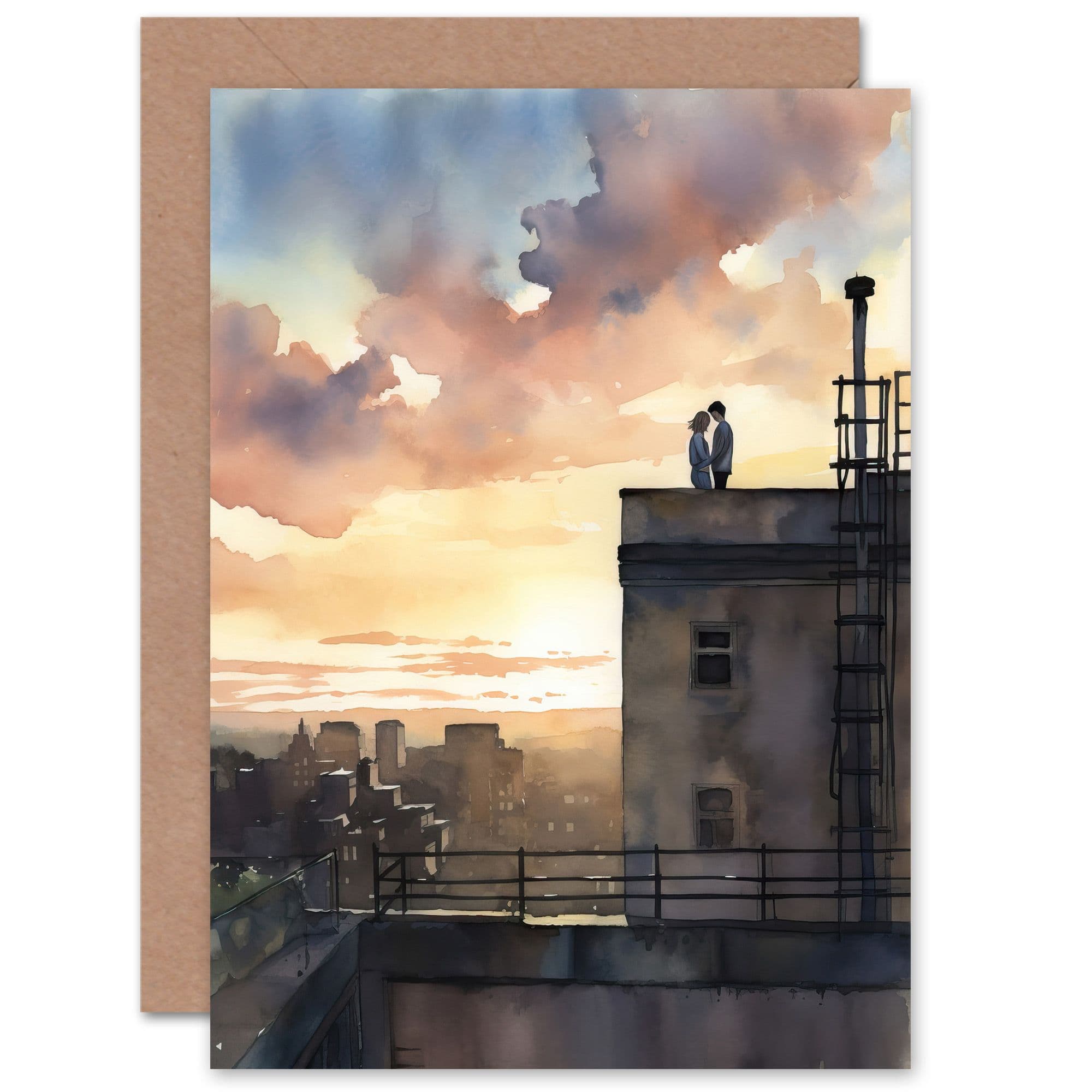 Secret Romance City Sunset Love Anniversary Anniversary Card