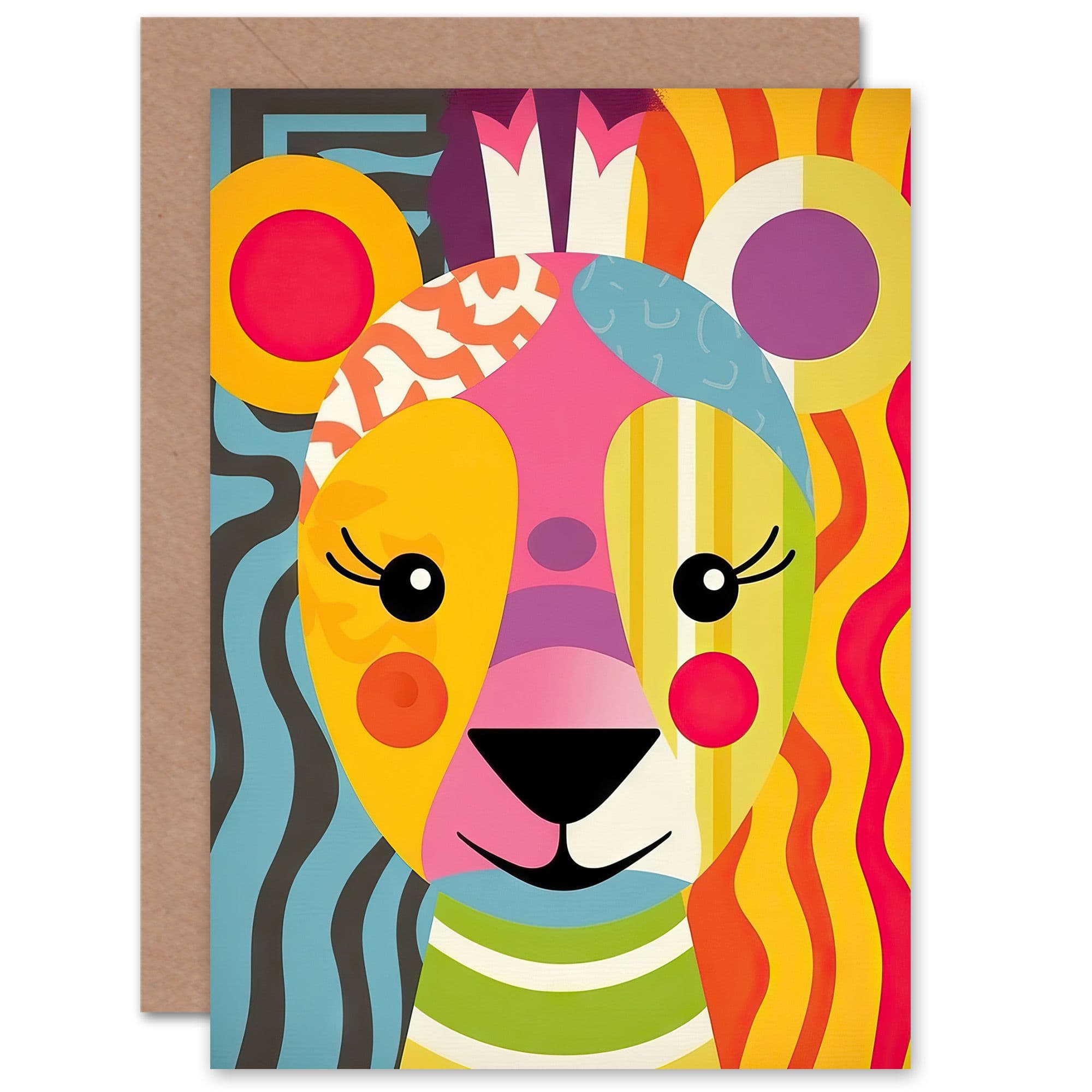 Cute Zoo Animal Colourful Kids Child Birthday Toddler Baby Greeting Card