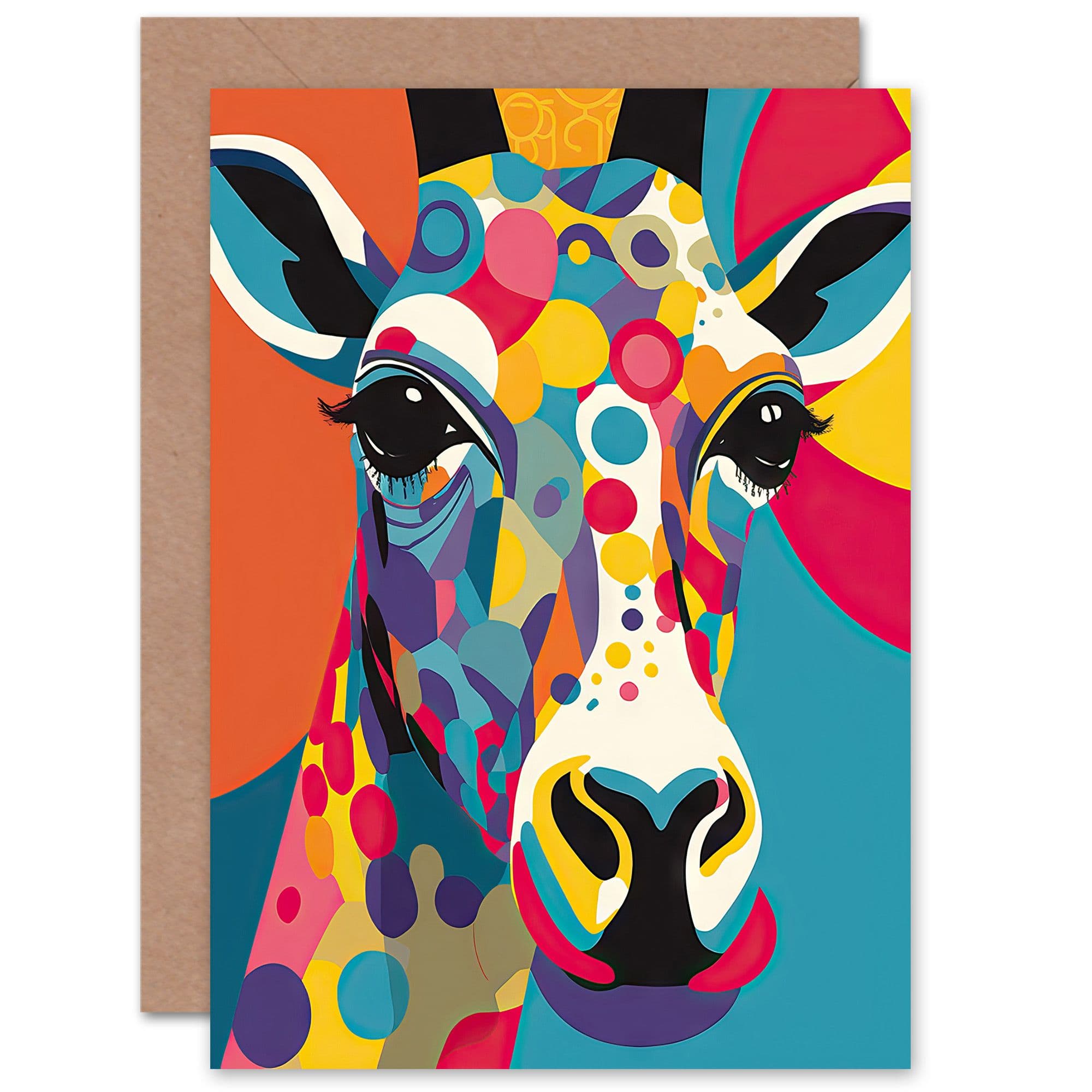 Colourful Giraffe Child Children Kids Birthday Toddler Baby Greeting Card
