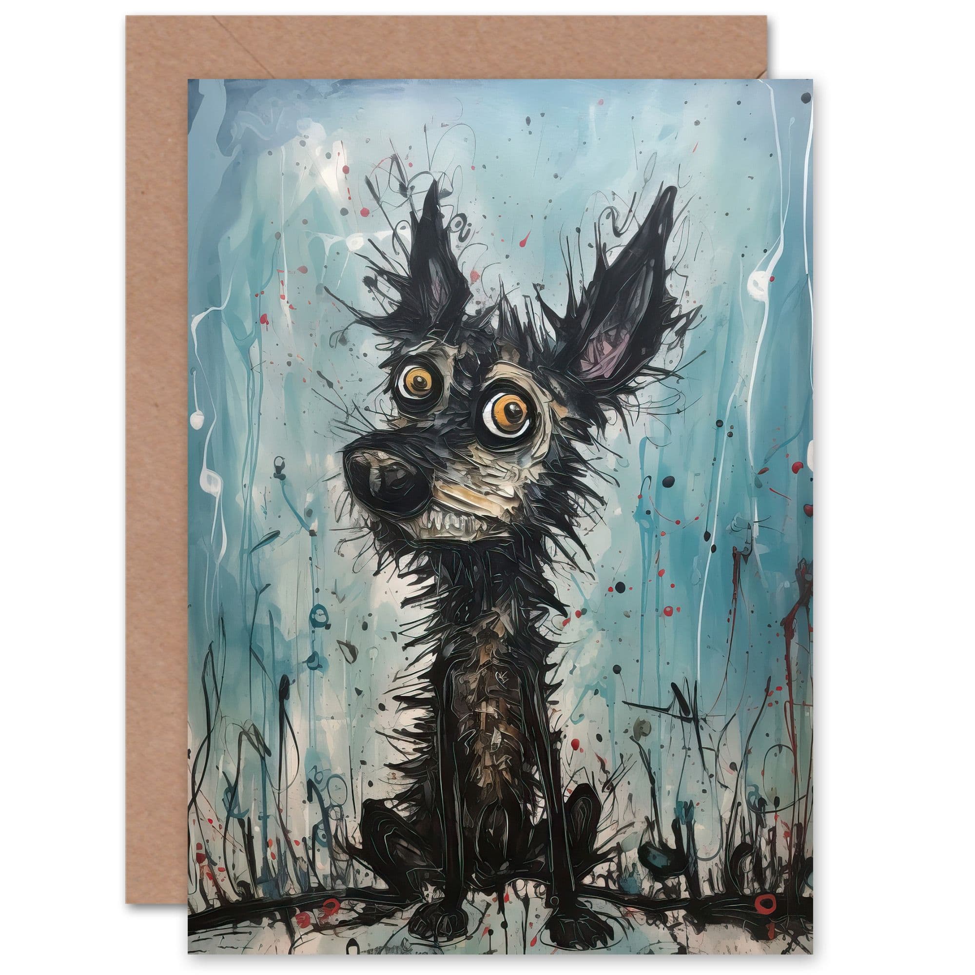 Curious Dog Painting Thank You Get Well Soon Greeting Card