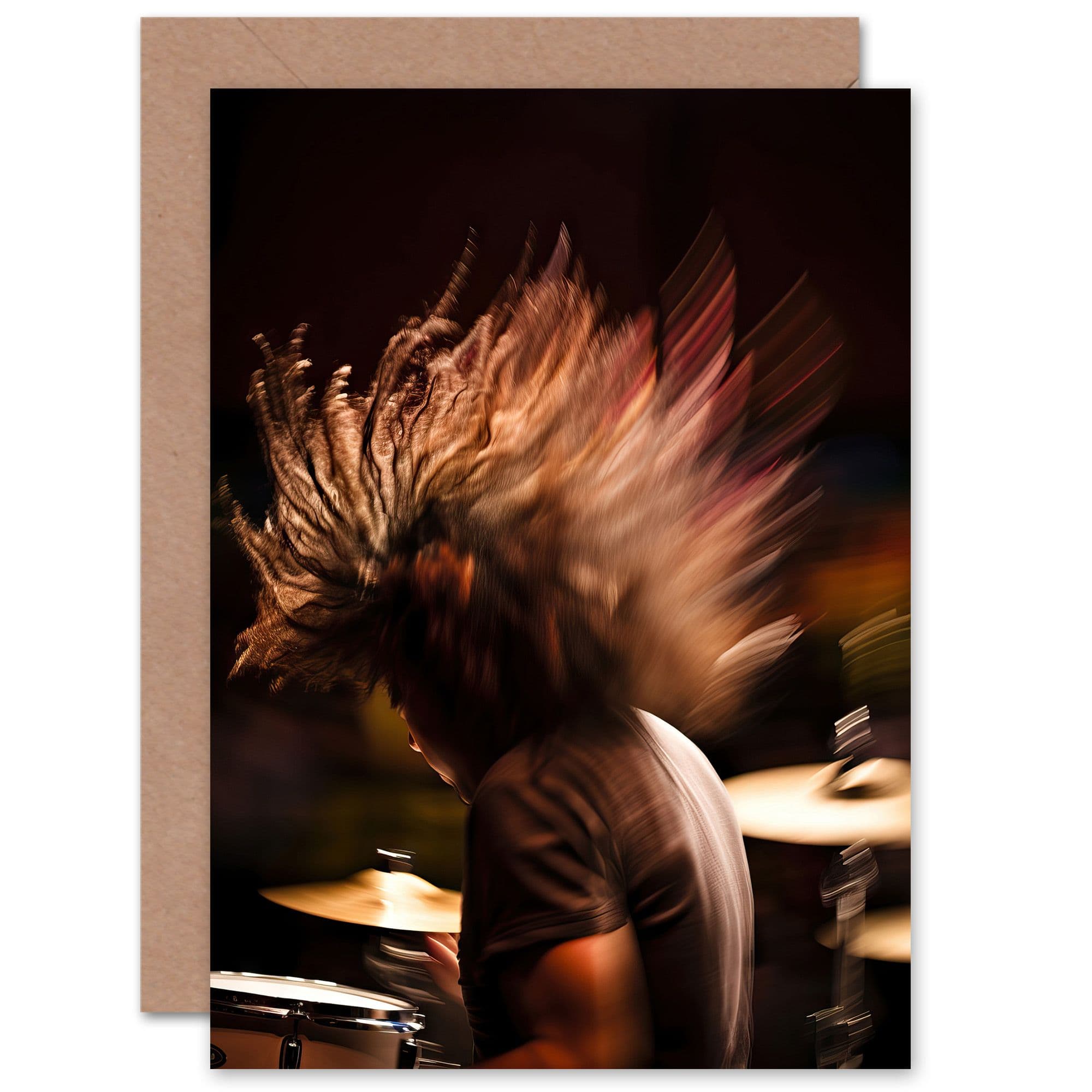 Drummer Action Hard Rock Drums Music Gig Husband Him Dad Greeting Card