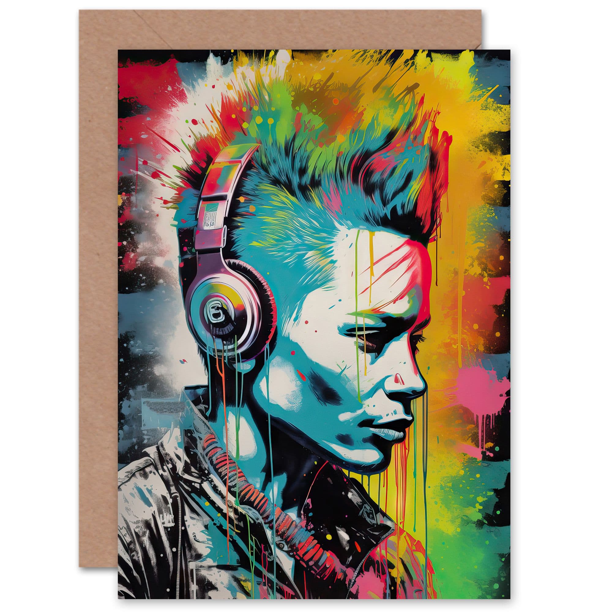 Punk Rock Scene Music Vibrant Anarchy Him Her Birthday Greeting Card