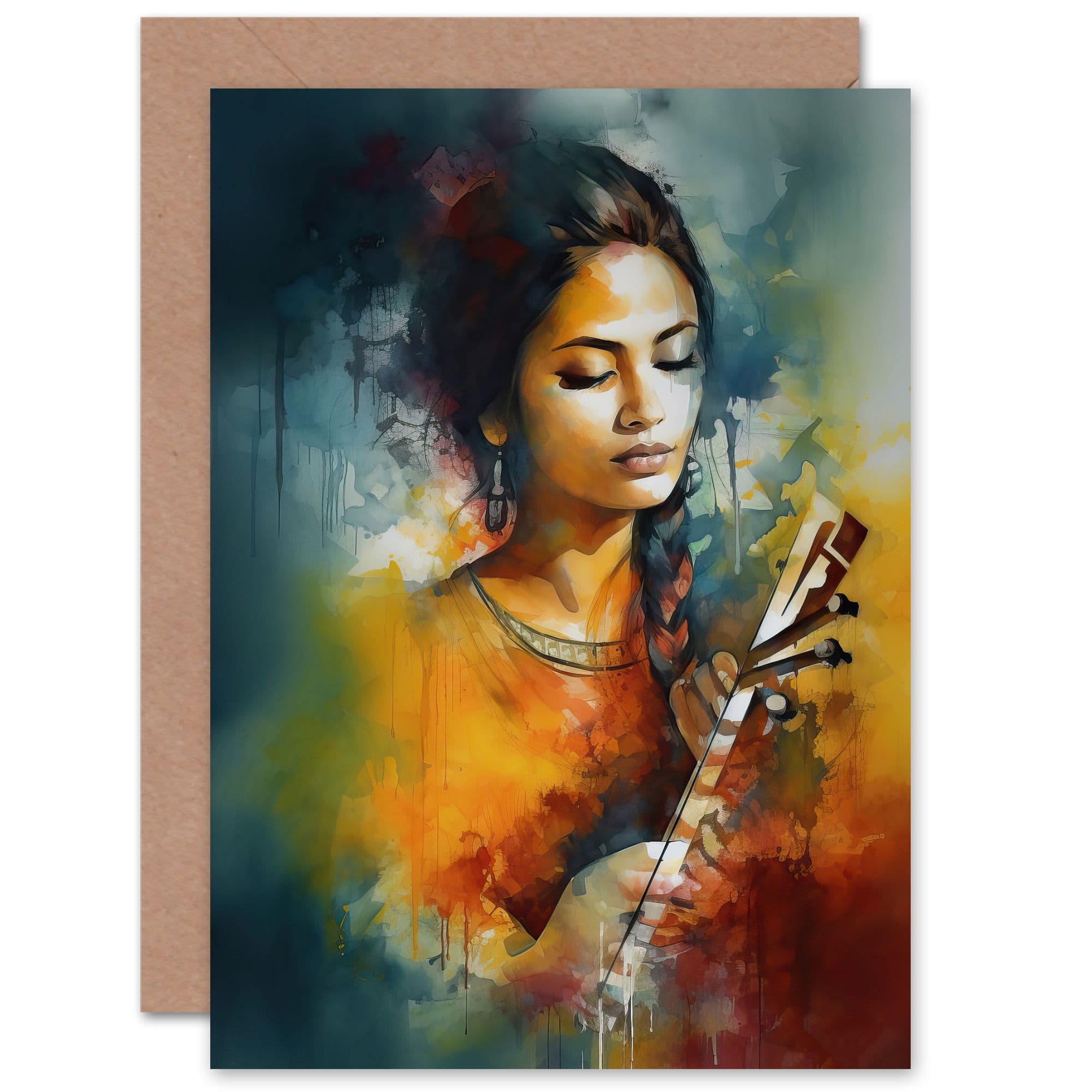 Classical Indian Folk Music Ragini Musician Birthday Greeting Card