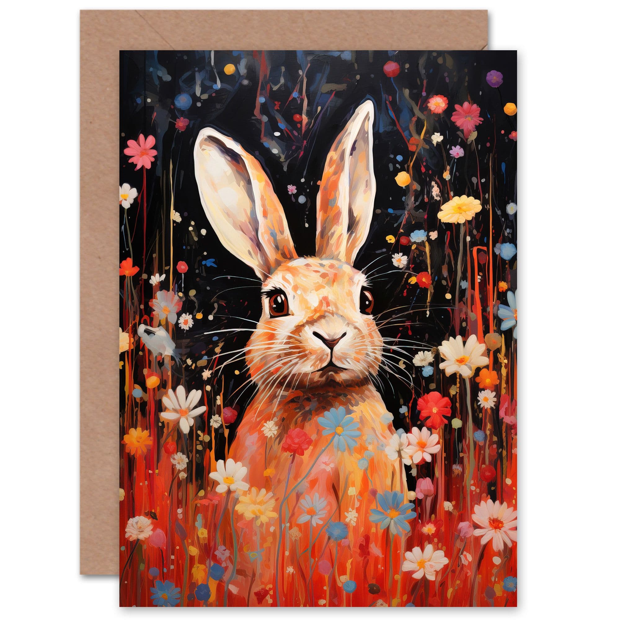 Cute Bunny Rabbit in a Daisy Flower Meadow Child Kids Greeting Card