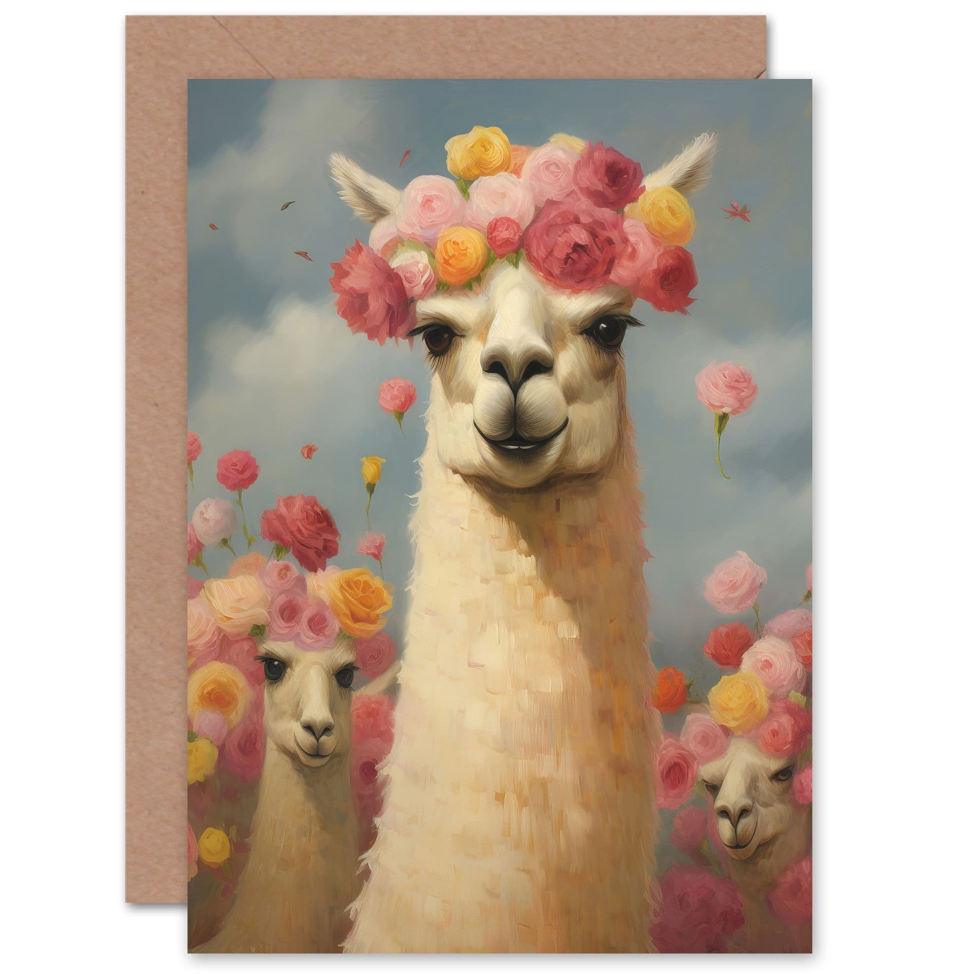 Llama Wedding Bloom Flower Headdress Thank You Greeting Card