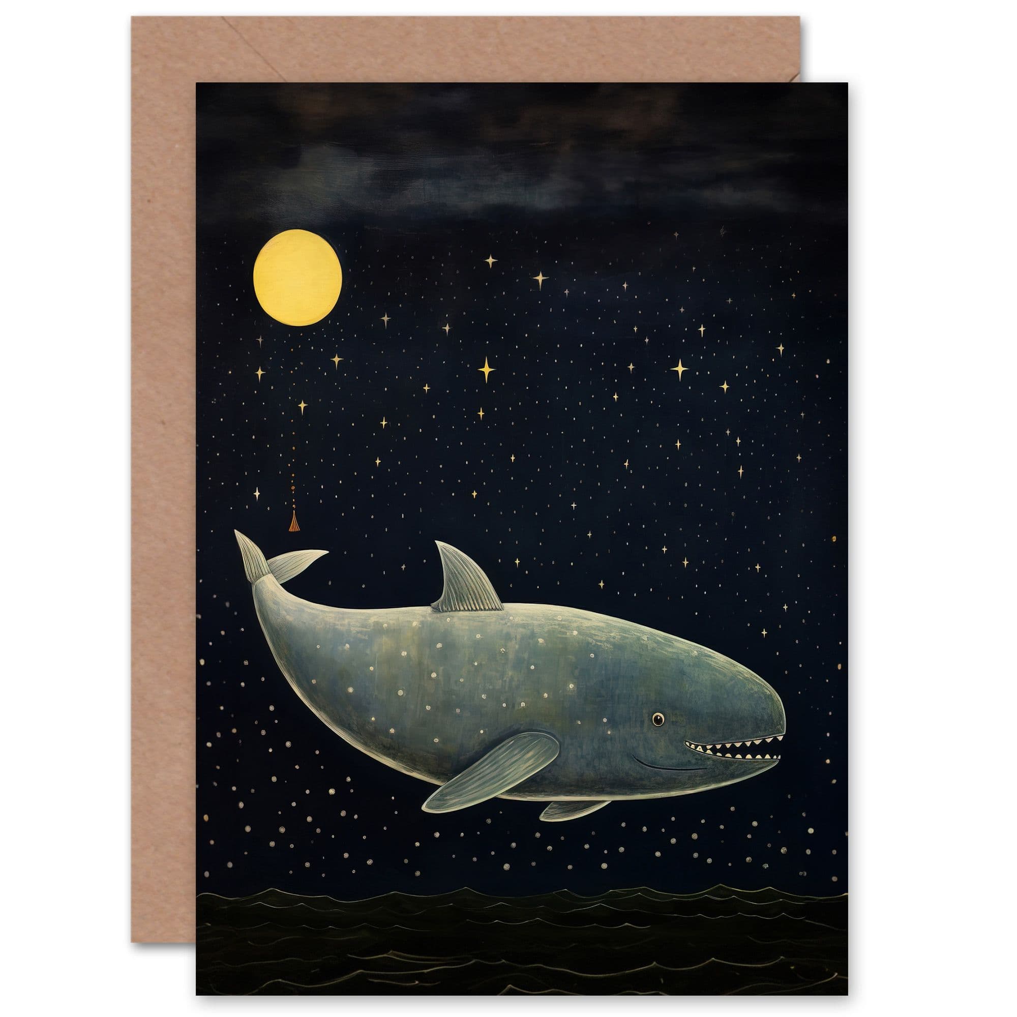 Whale Breach at Full Moon for Child Children Kids Birthday Greeting Card