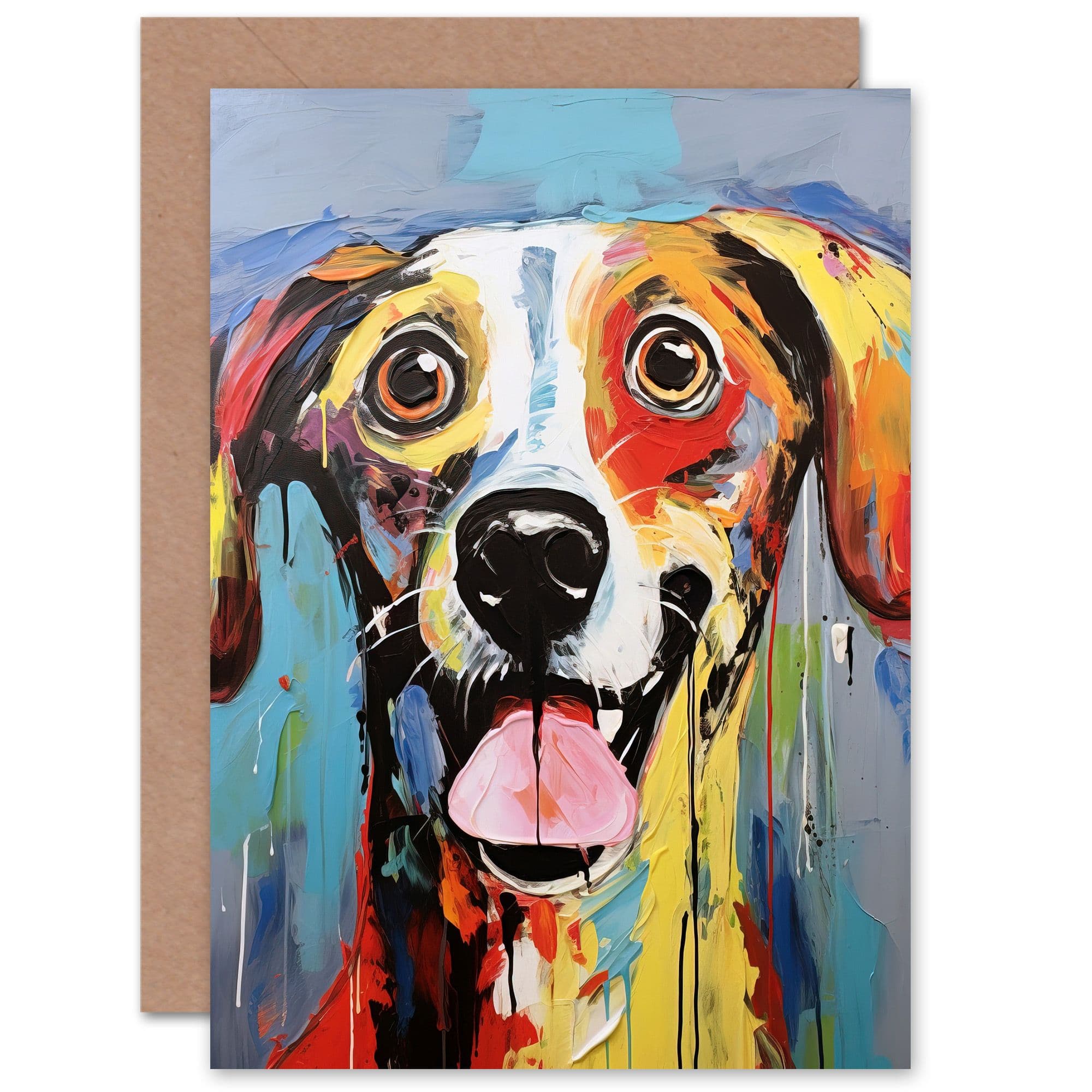 Colourful Collie Dog Painting Him Her Birthday Thank You Greeting Card