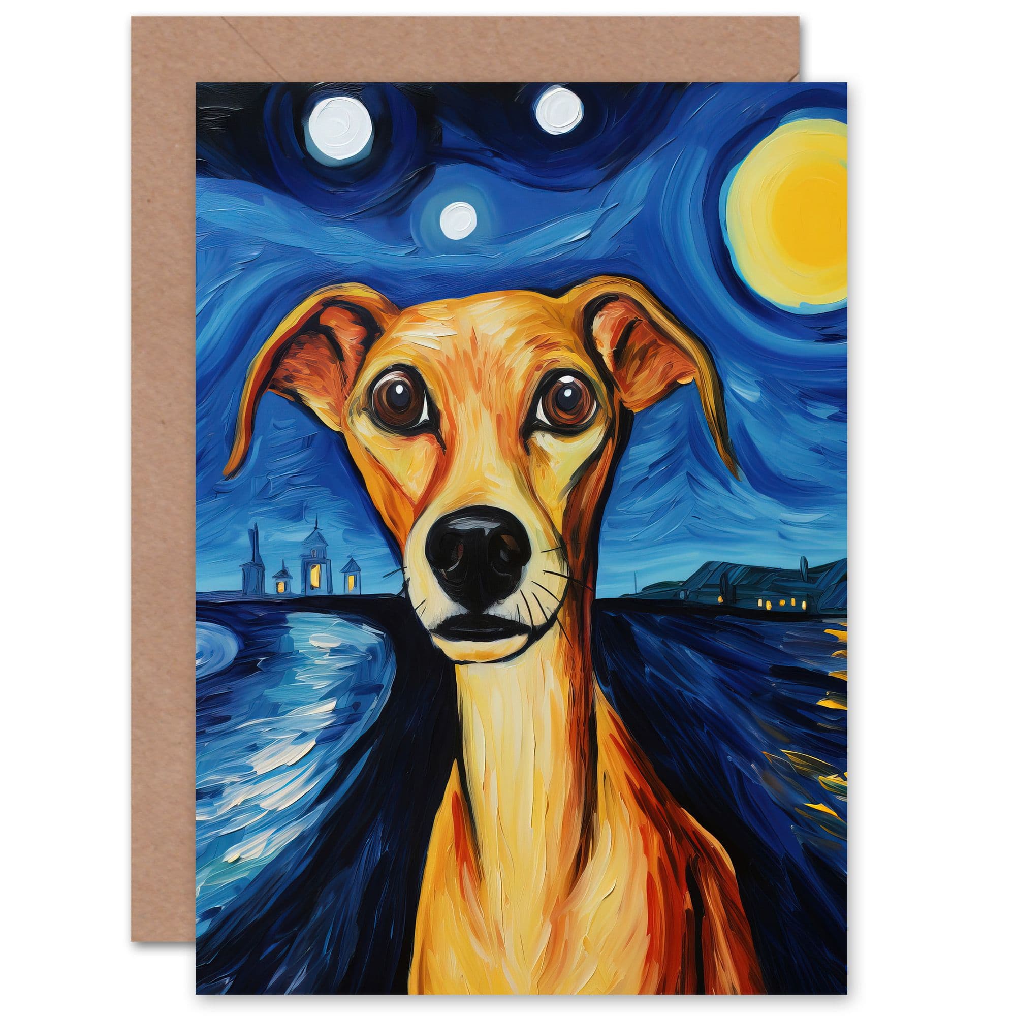 Van Goghs Dog at Night Him Her Birthday Thinking You Greeting Card
