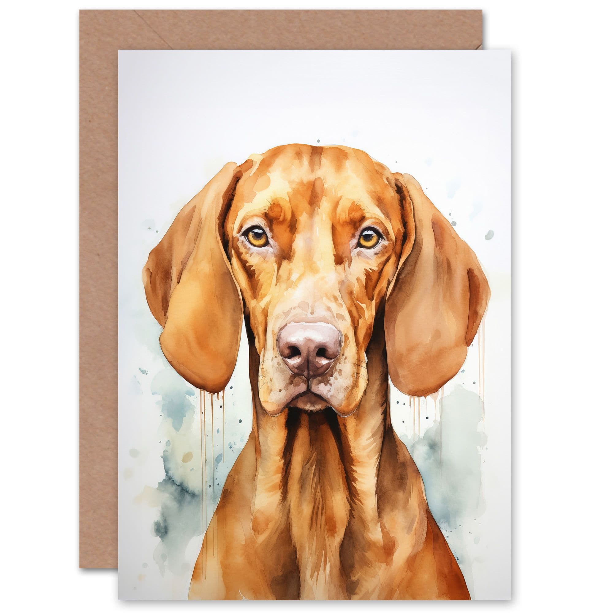 Hungarian Vizsla Dog Watercolour Birthday Thinking You Greeting Card