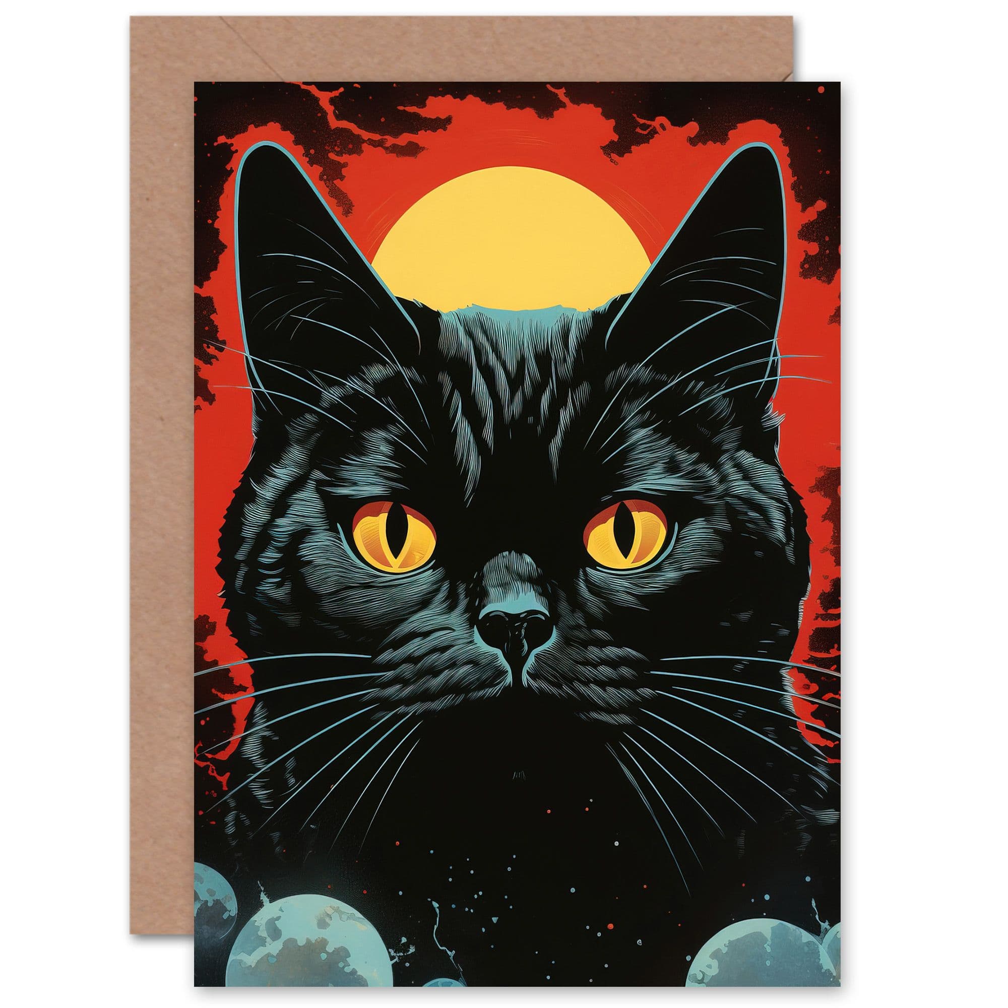 Cat Vintage Wiccan Witchy Witch Birthday Thank You Greeting Card