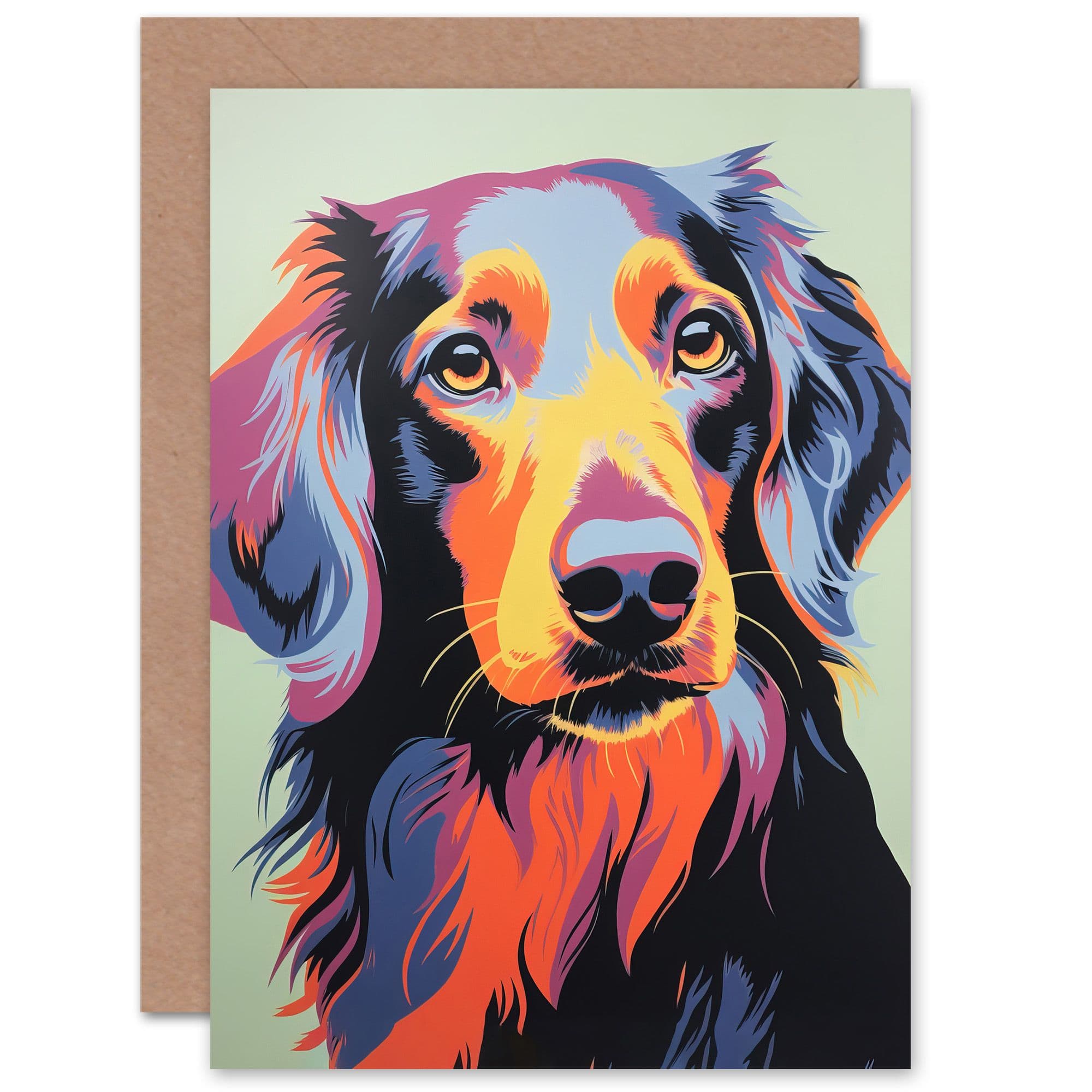 Long Haired Dachshund Dog Pet Portrait Birthday Thank You Greeting Card