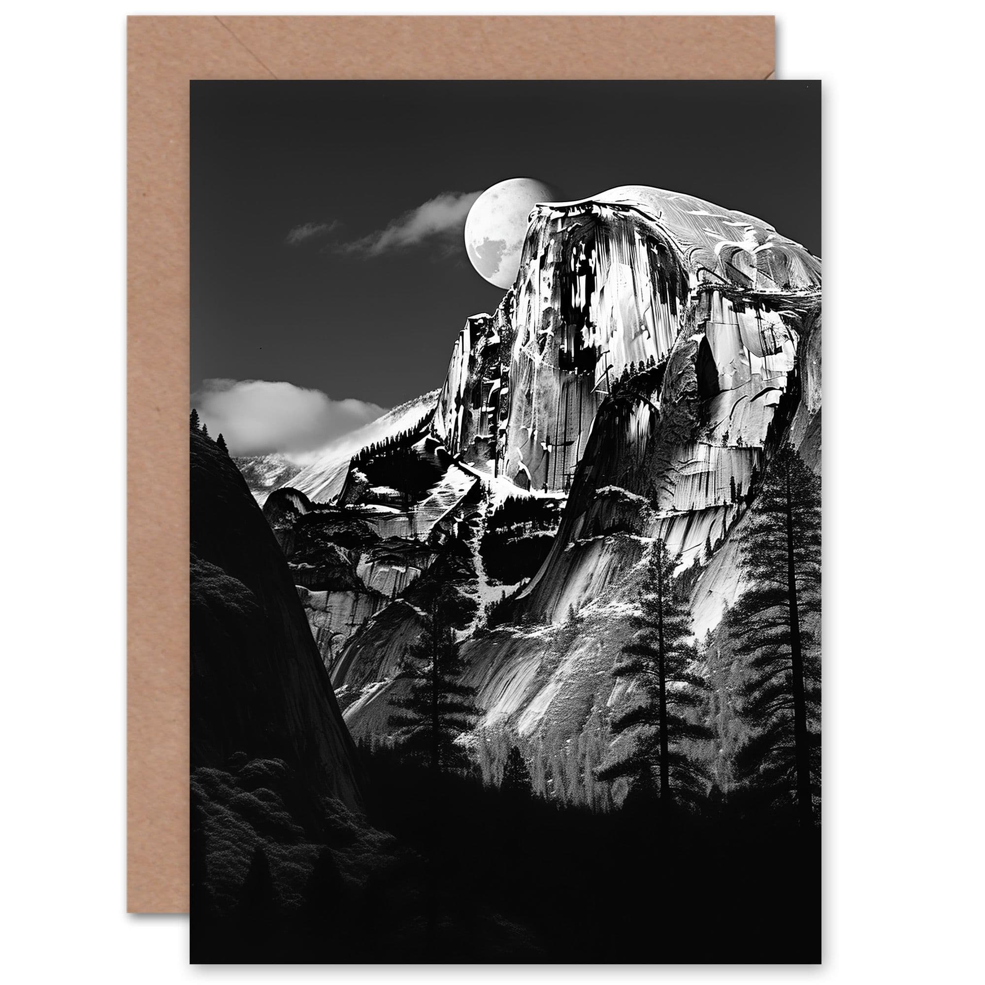 Moonrise Behind Half Dome Yosemite National Park Birthday Greeting Card