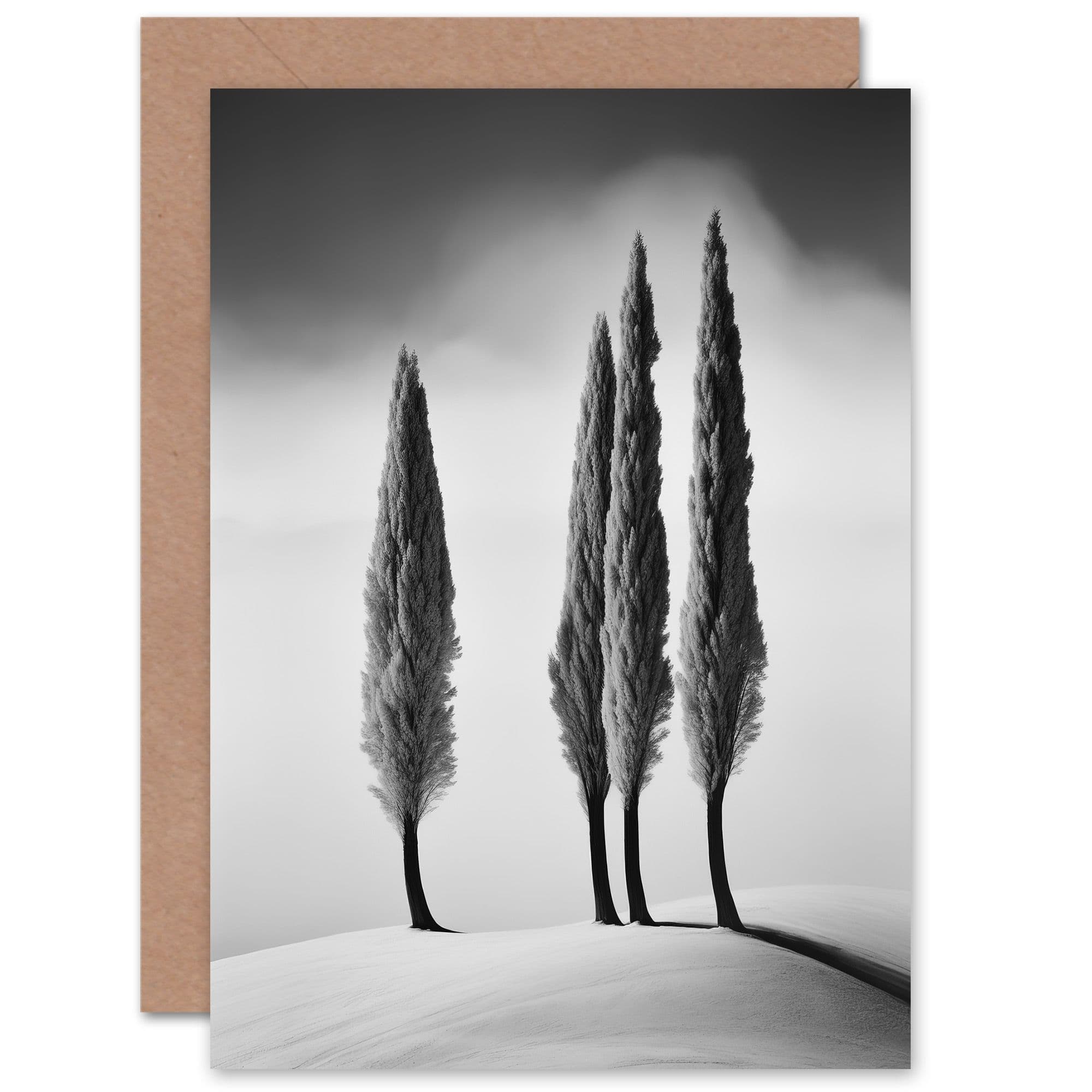 Cypress Trees Snowy Hill Winter Landscape Birthday Greeting Card
