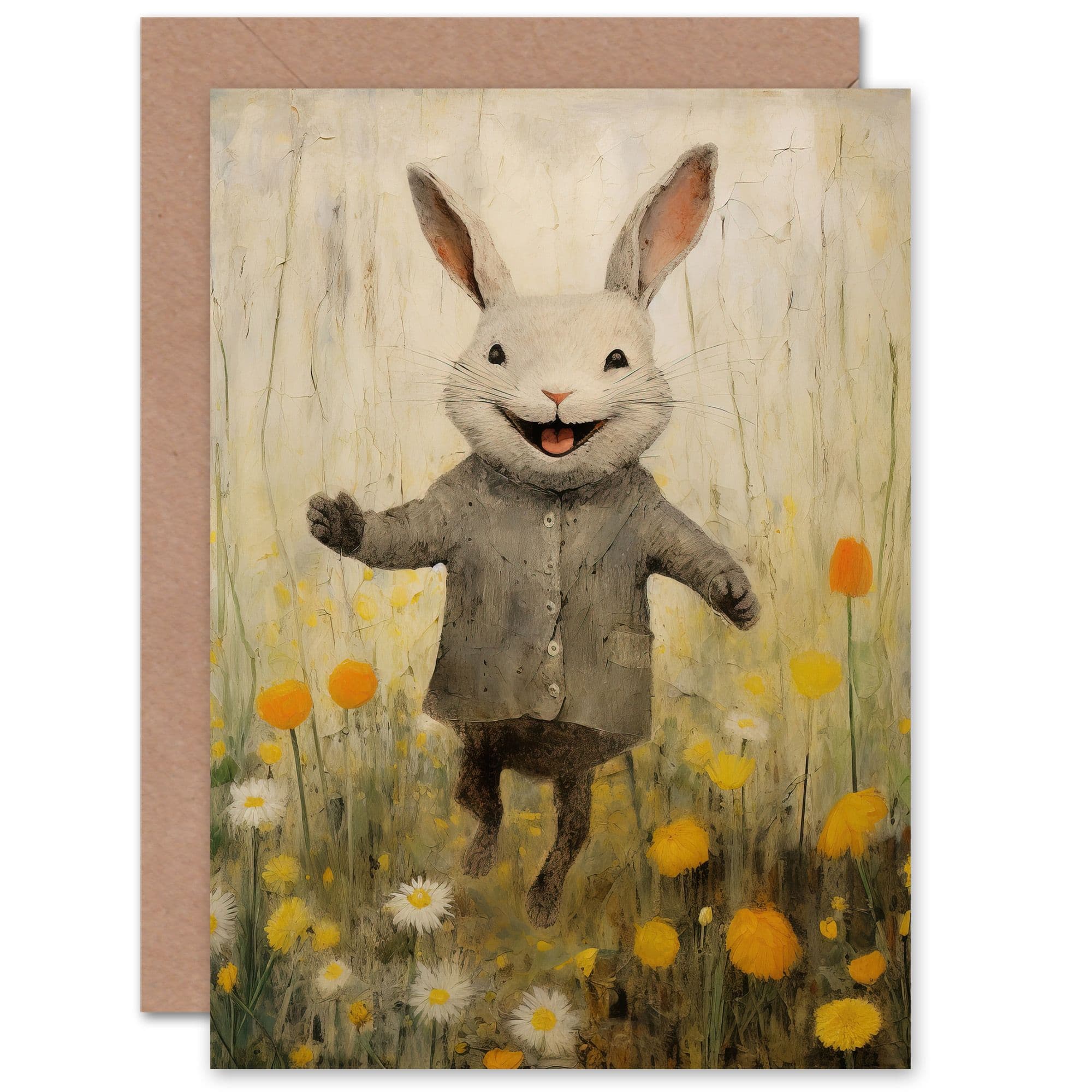 Raincoat Rabbit Happy Easter Bunny Birthday Greeting Card
