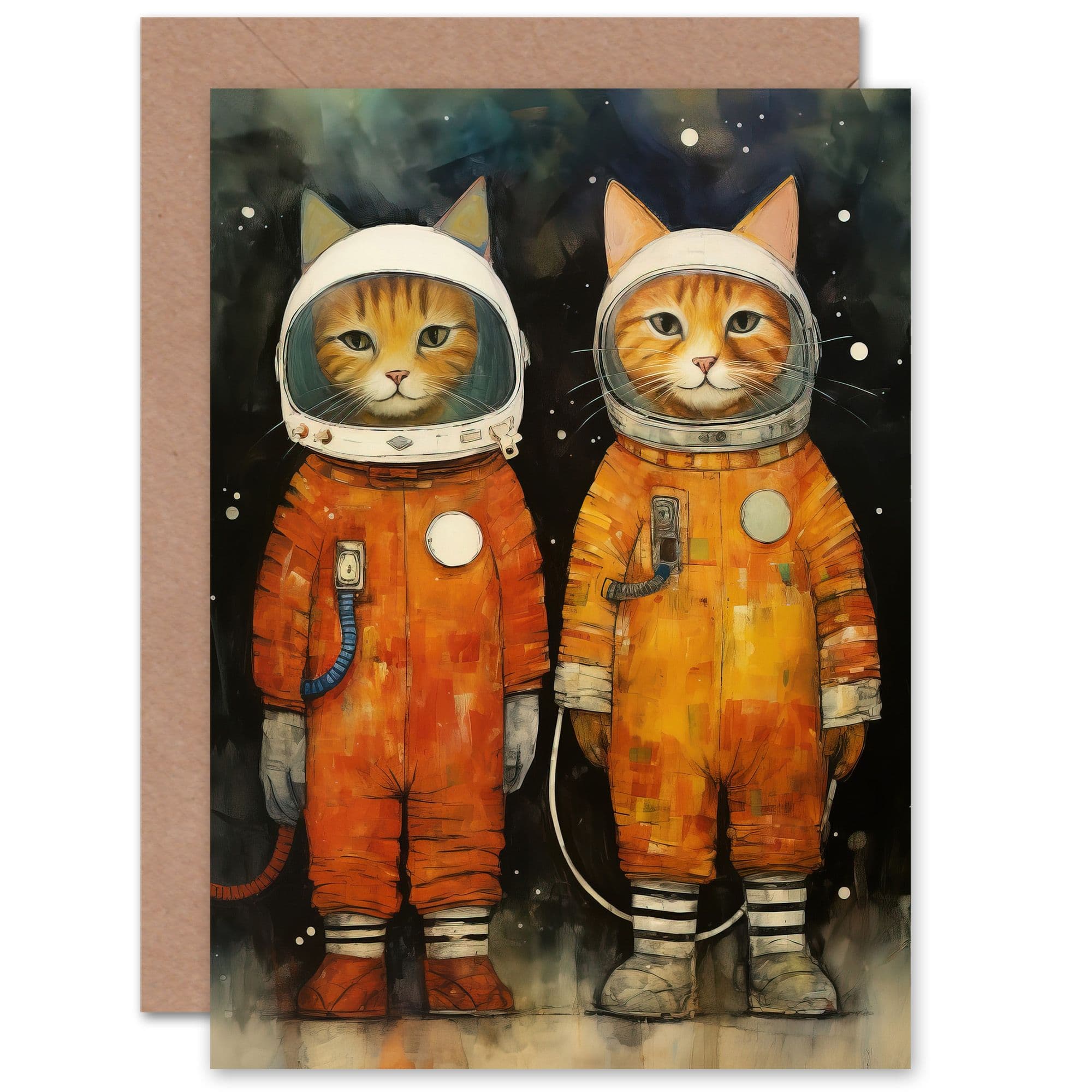 Cosmic Cats Outer Space Birthday Greeting Card