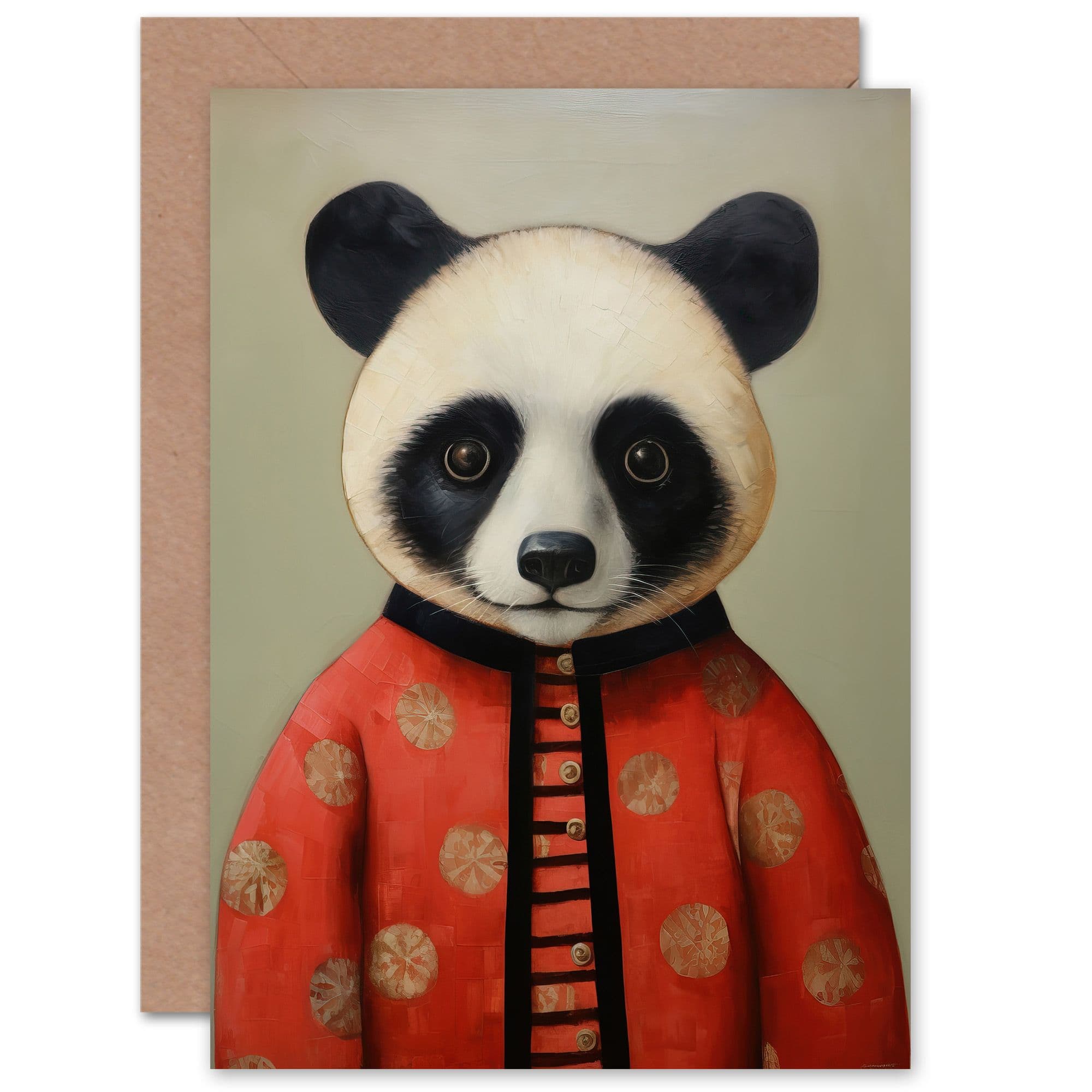 Panda Cub Chinese Uniform Birthday Greeting Card