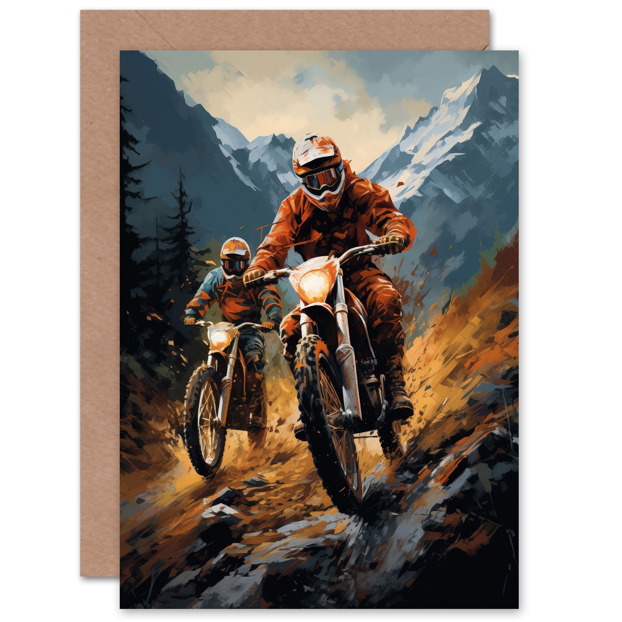Motocross Bikers Racing Action for Husband Him Dad Son Greeting Card
