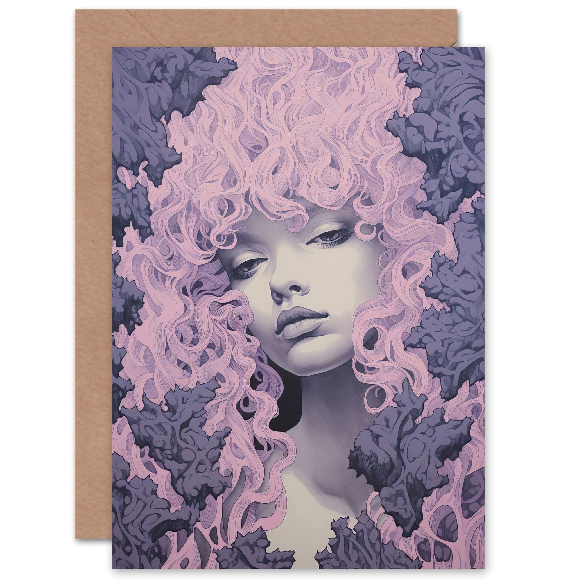 Tree Nymph Lavender Purple Pink Woodland Birthday Greeting Card & Envelope