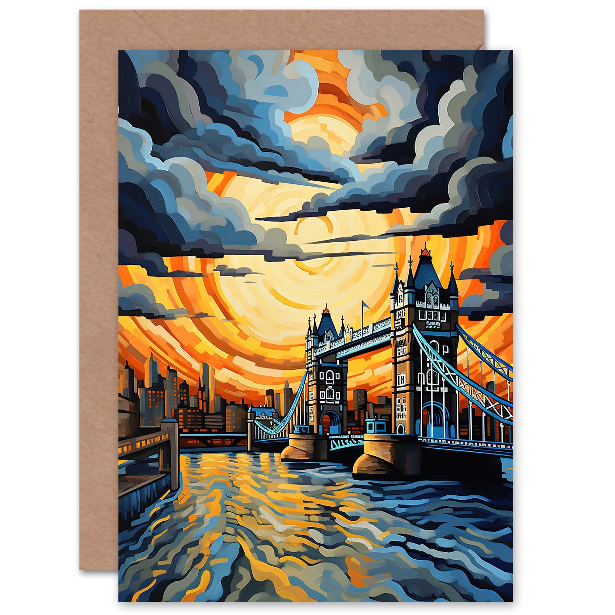 London Tower Bridge Sunset Vibrant River Thames Birthday Greeting Card