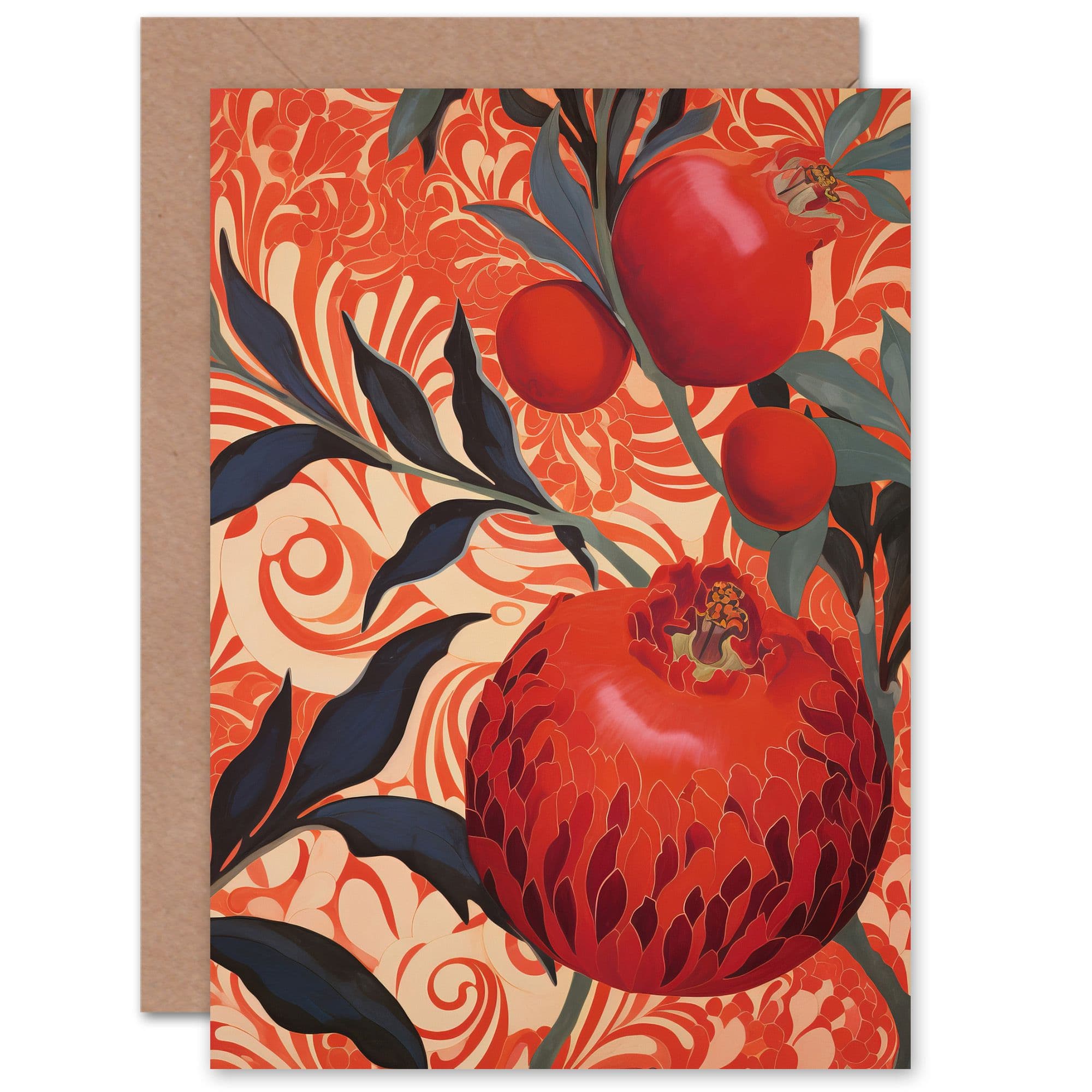 Pomegranate Tree Grove Floral Patterns for Her Birthday Greeting Card