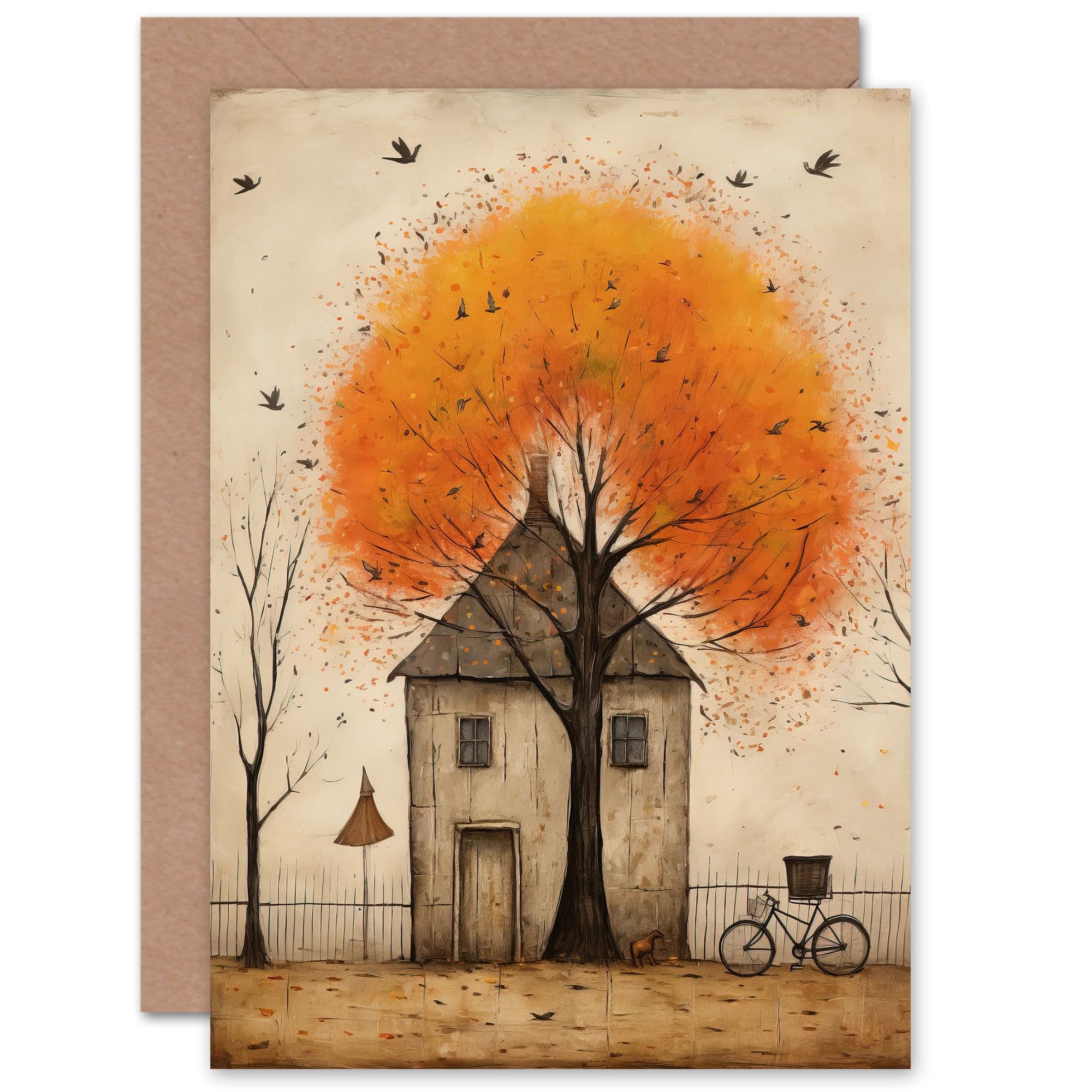 Country House Autumn Trees Rural Birthday Thinking You Greeting Card