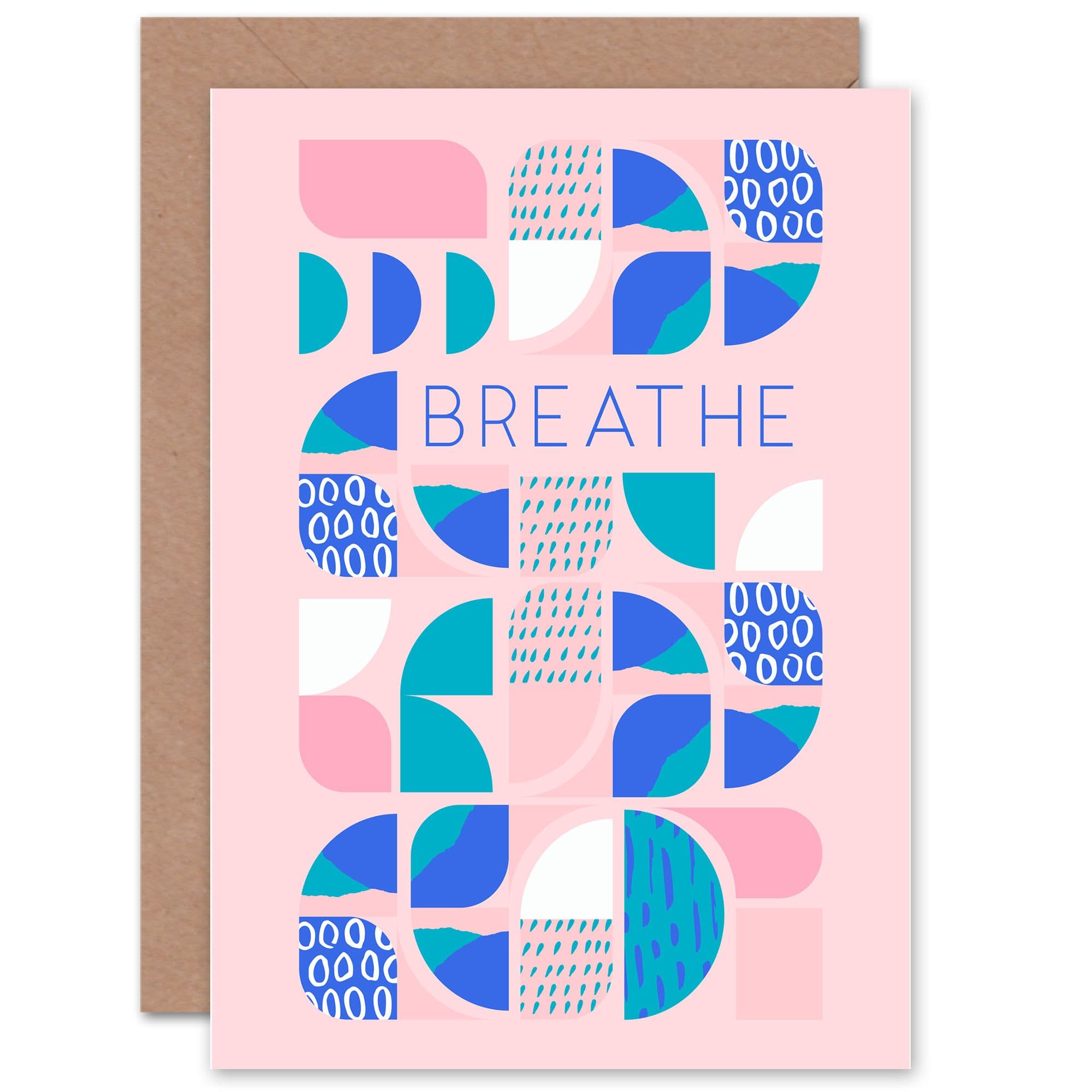 Chill Pattern Breathe Quote Affirmation Pink Get Well Soon Greeting Card
