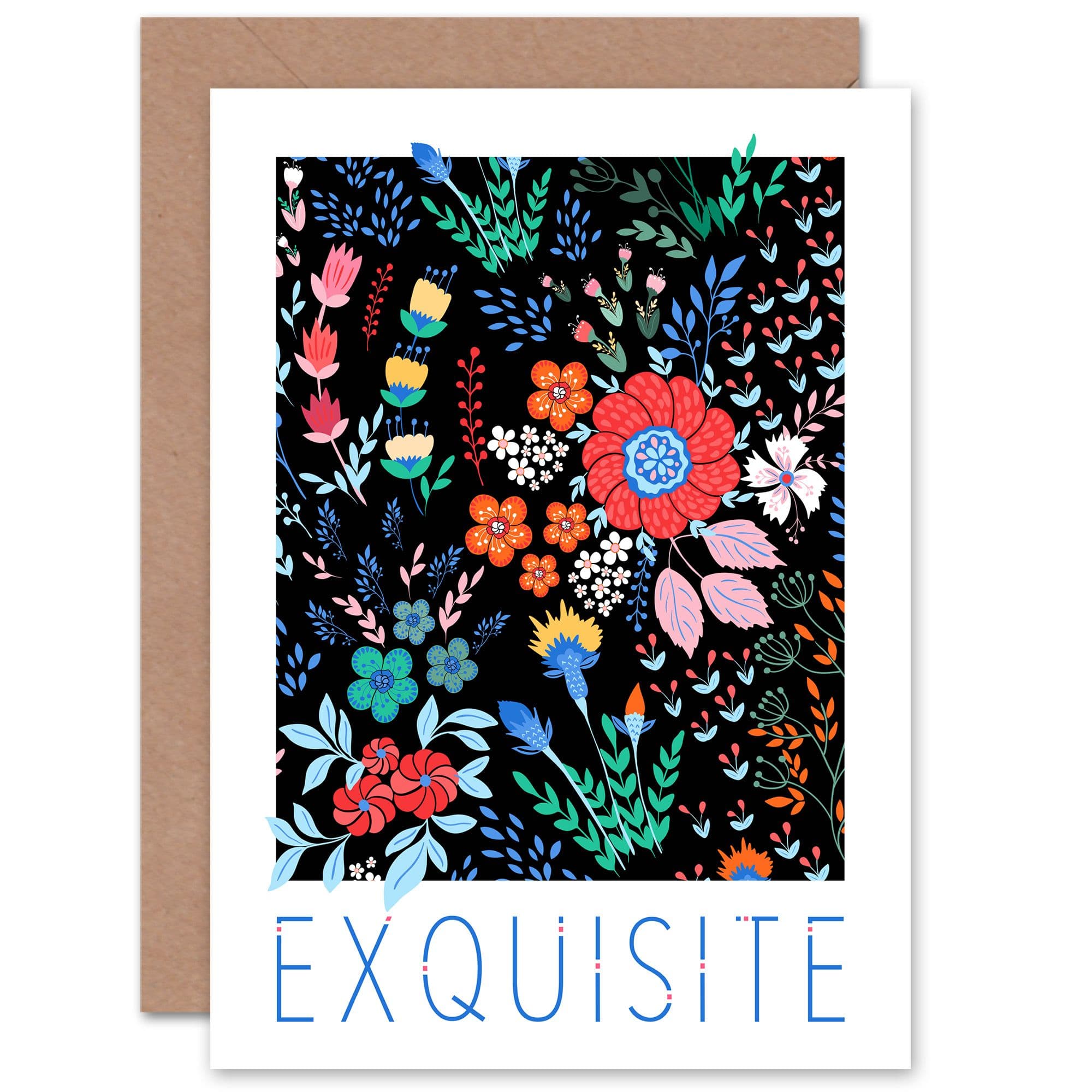 Dark Floral Exquisite Quote Colourful Bold Birthday Greeting Card