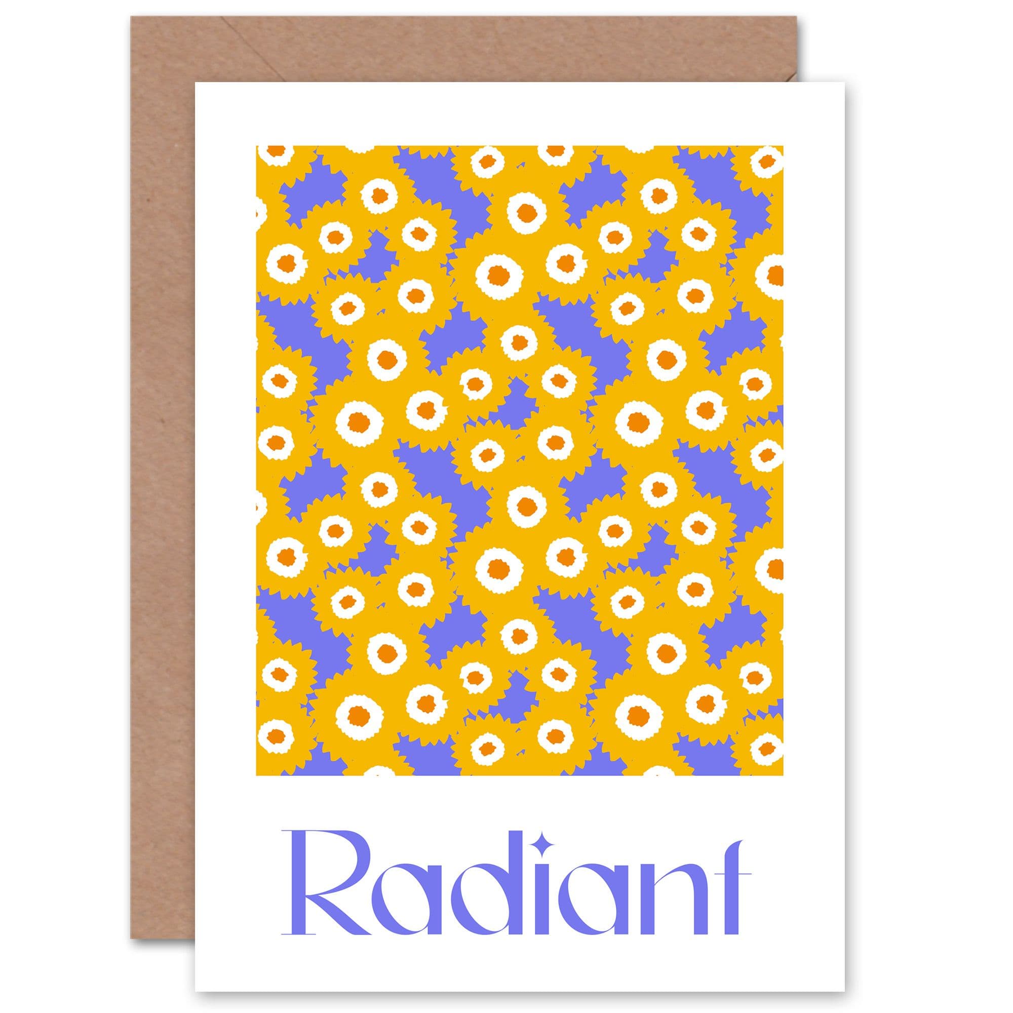 Floral Pattern Radiant Quote Yellow Purple Bold Birthday Greeting Card