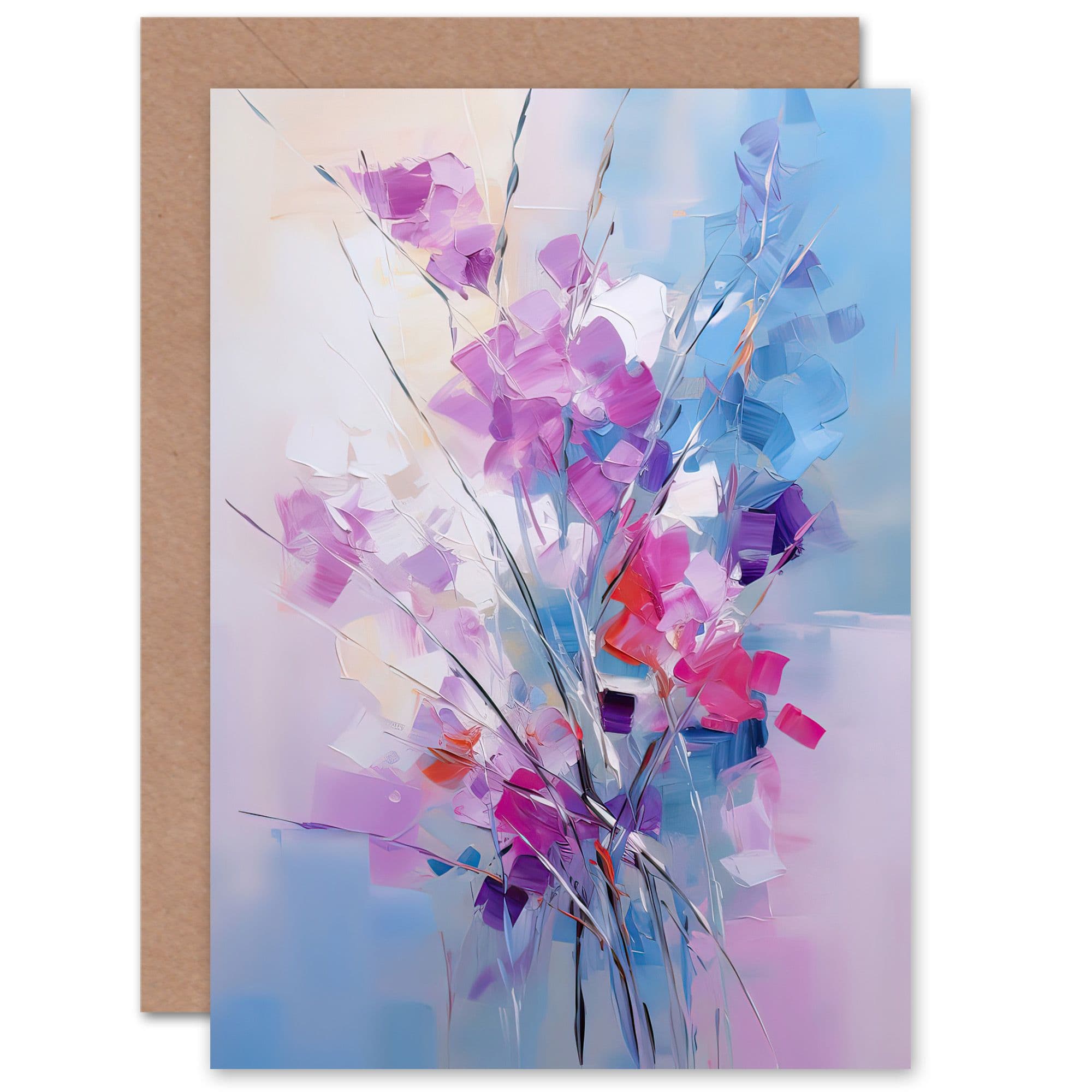 Abstract Wildflower Bouquet Floral for Wife Her Birthday Greeting Card