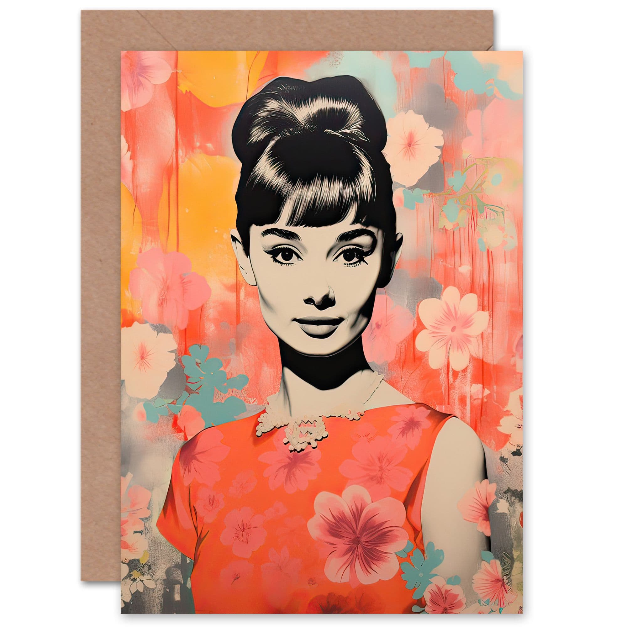 Audrey Smiling Floral Wife Her Birthday Thank You Greeting Card